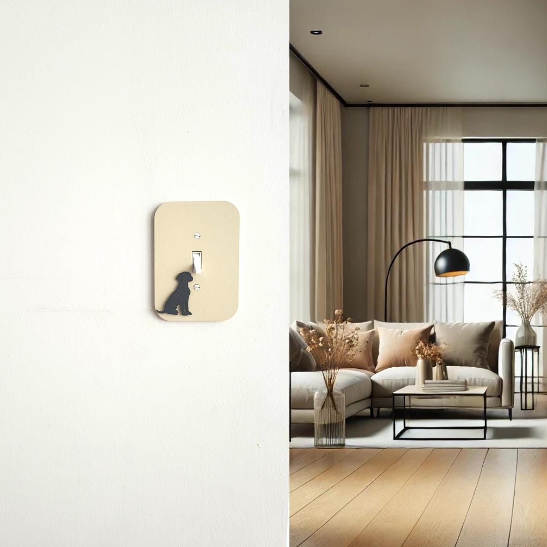 Light Switch Cover With Dog Accent, Wall Plate Cover, Mid Century Modern, Unique Switch Plate Design, Home Decor, Dog Light Switch