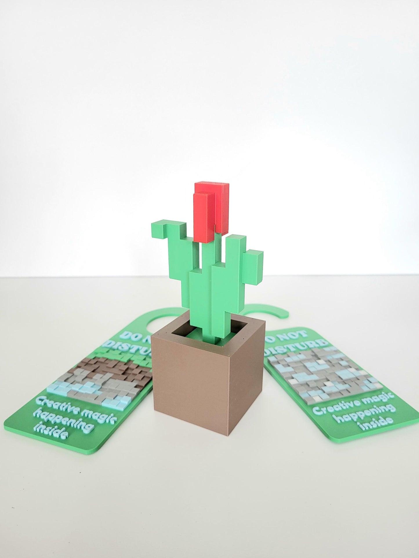 Gaming Inspired Pixelated Tulip with Pot, Gaming Style Flower, Desk Accessory, Room Decor, Gift for Gamers, 3d printed, Multiple Colors