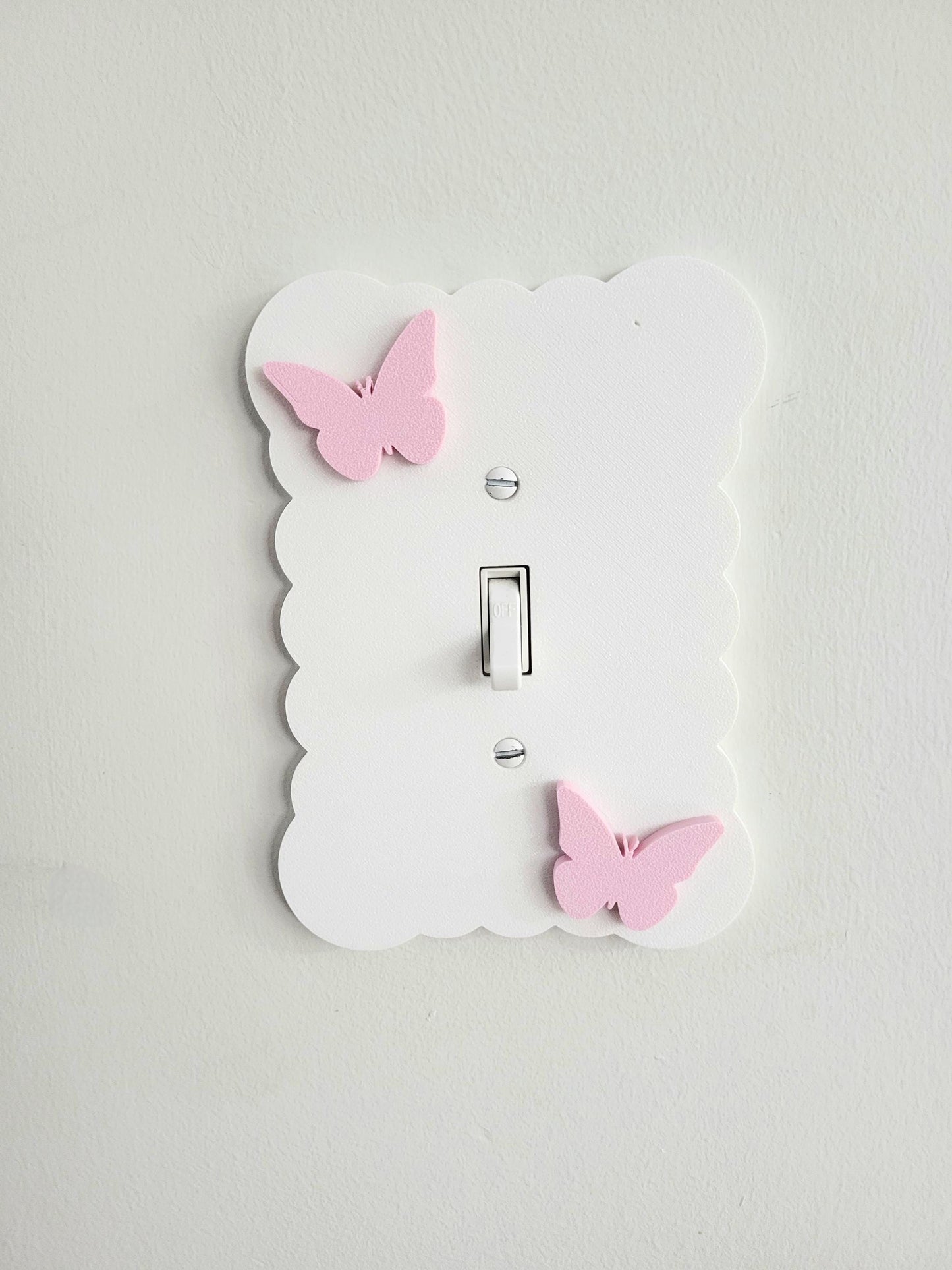 Cloudy Light Switch Cover With Butterflies, Scalloped Wall Plate, Unique Switch, For Kids Room, Wavy Switch Cover, Cloud Rocker Switch, Baby Shower Gift
