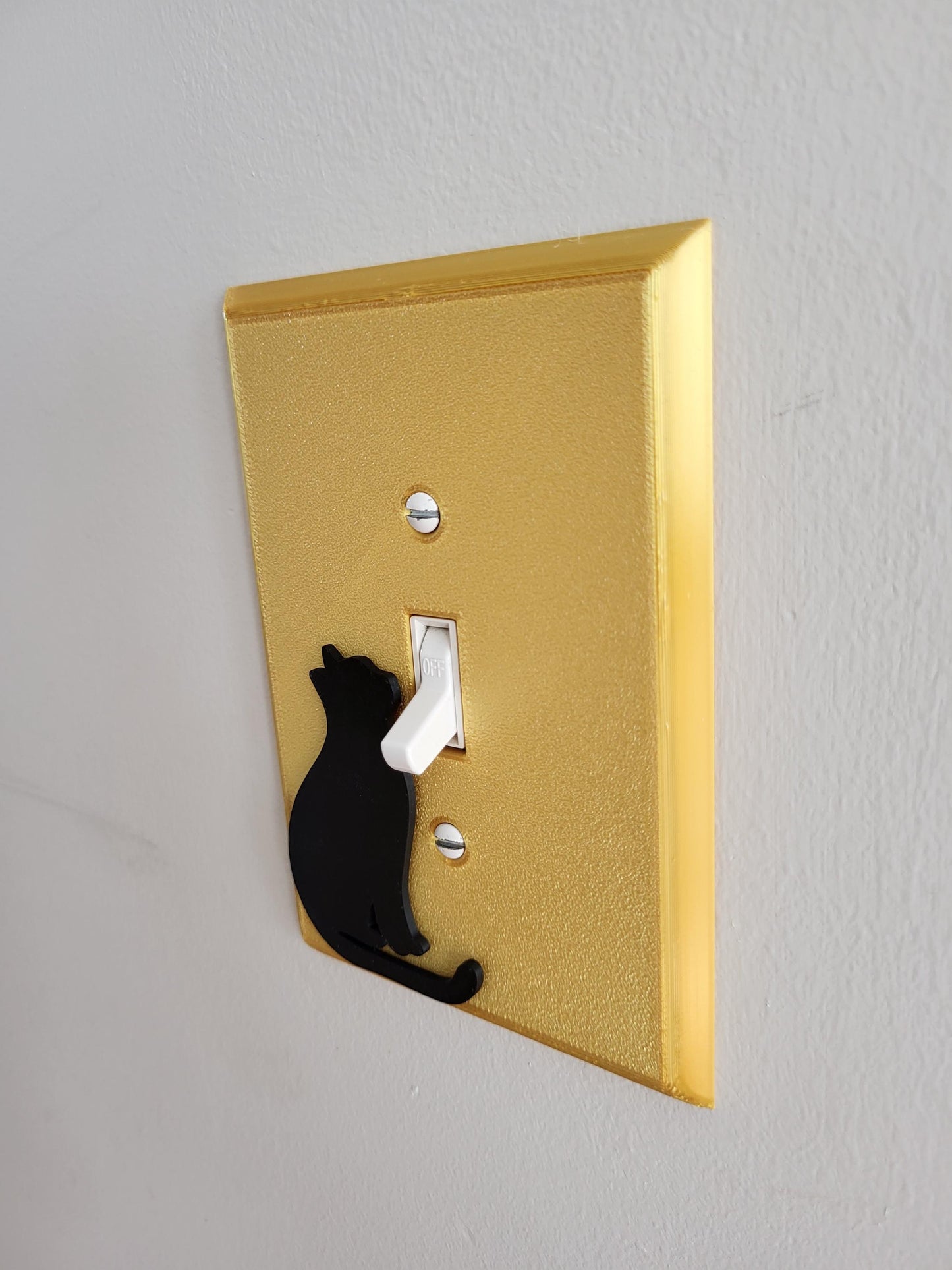 Golden Light Switch Cover With Cat Accent, Wall Plate Cover, Mid Century Modern, Unique Switch Plate Design, For Living Room, Home Decor