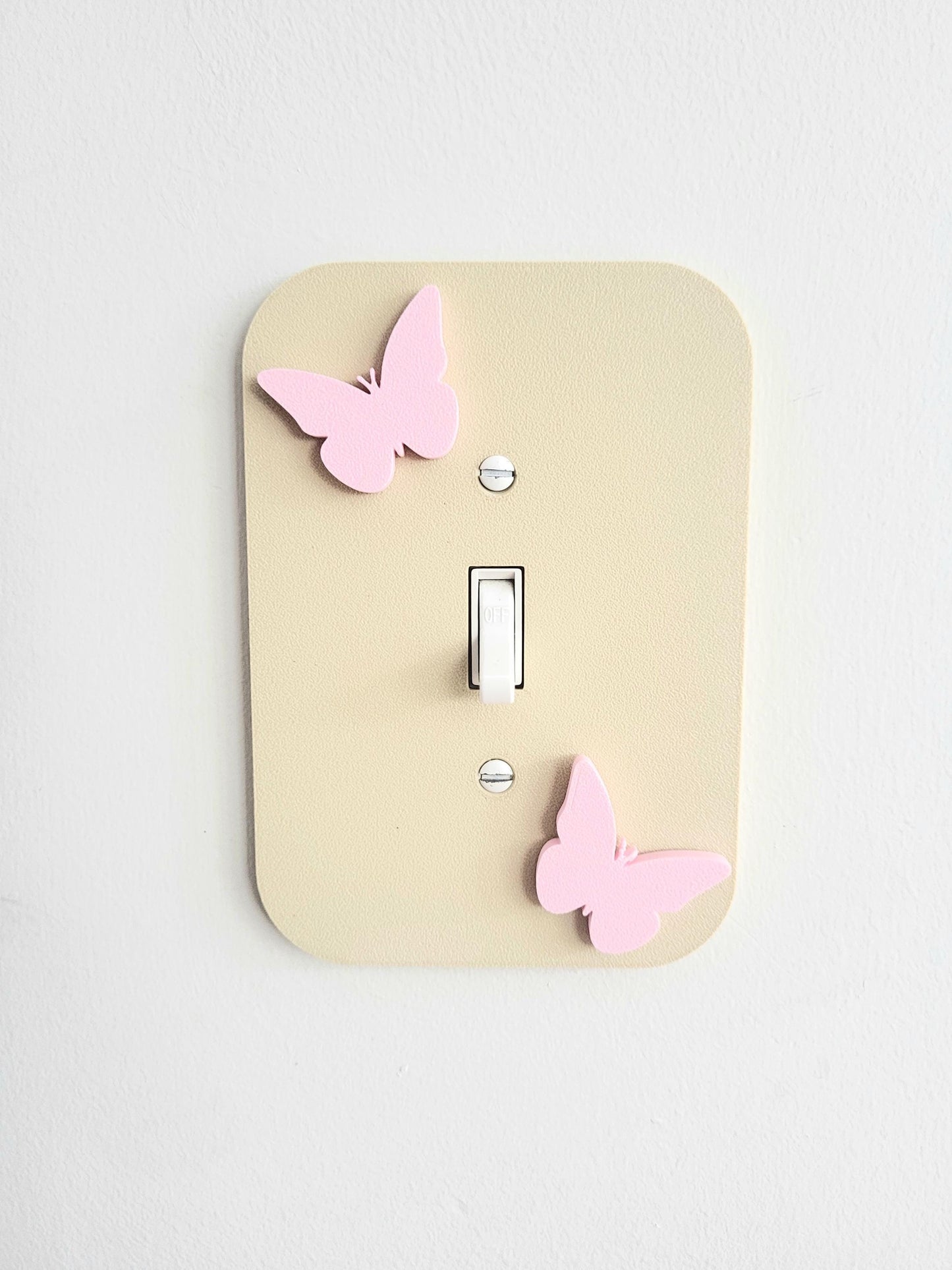 Light Switch Cover With Pink Butterflies, Wall Plate Cover, Mid Century Modern, Unique Switch Plate, Baby Shower Gift, Nursery Light Switch