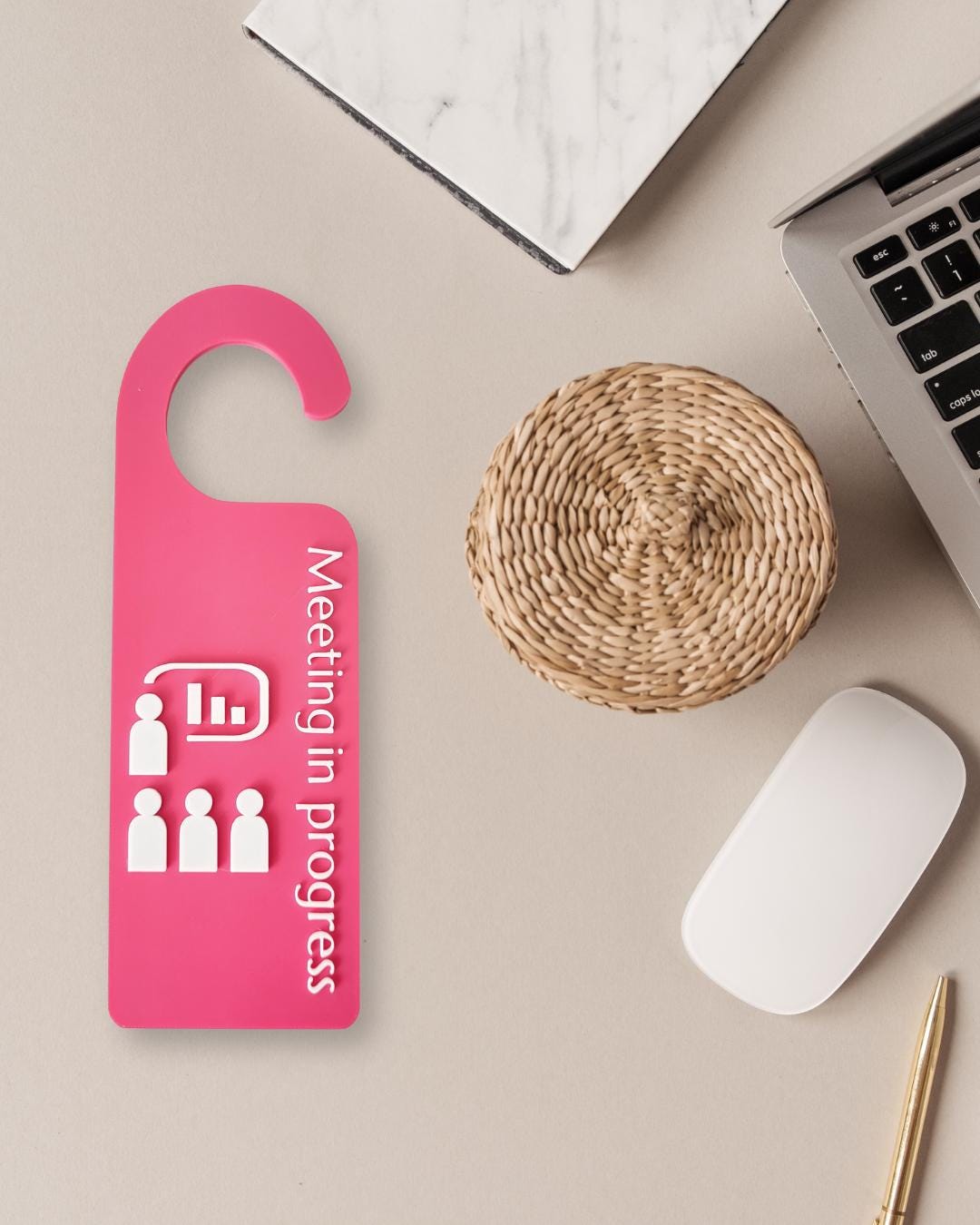 Door Handle Sign, Do Not Disturb Sign, Office Door Signs, Privacy Signage, Office & Home Workspace Sign, Meeting in progress Door Hanger