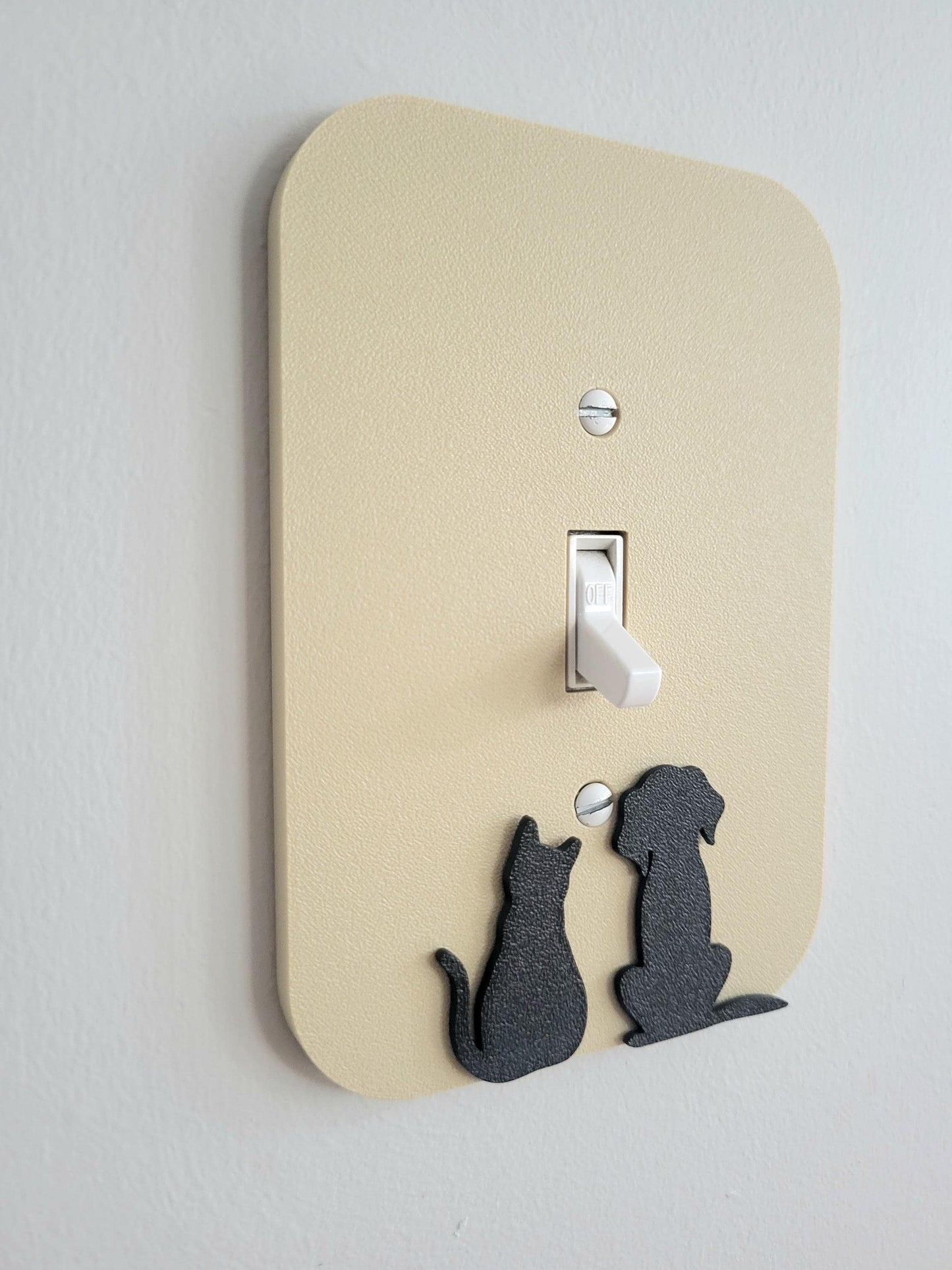 Dog and Cat Together Light Switch Cover – Cute Pet Wall Plate for Animal Lovers, Unique Switch Plate Design, Home Decor, Kitten Dog Light Switch