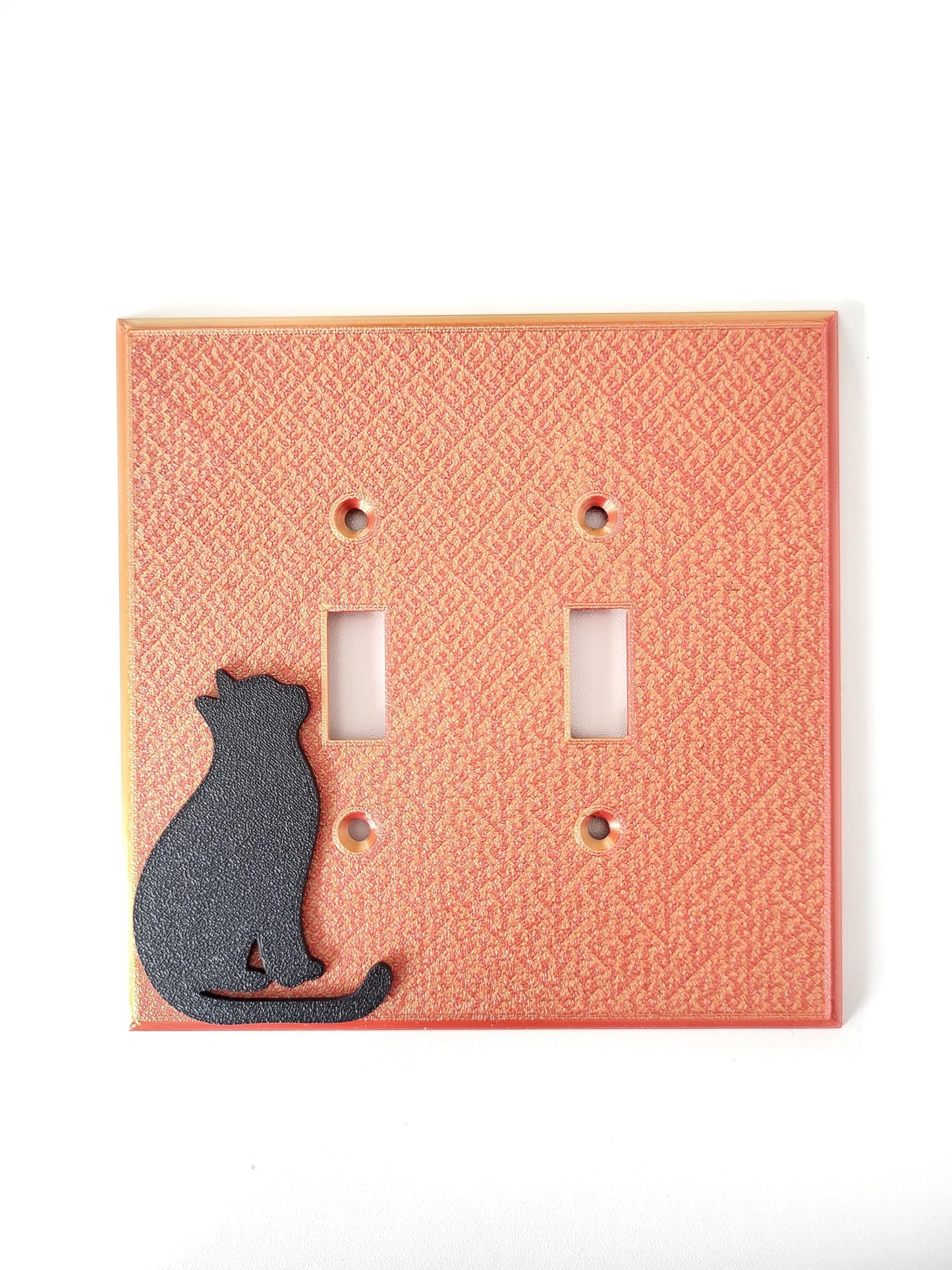Golden Light Switch Cover With Cat Accent, Wall Plate Cover, Mid Century Modern, Unique Switch Plate Design, For Living Room, Home Decor