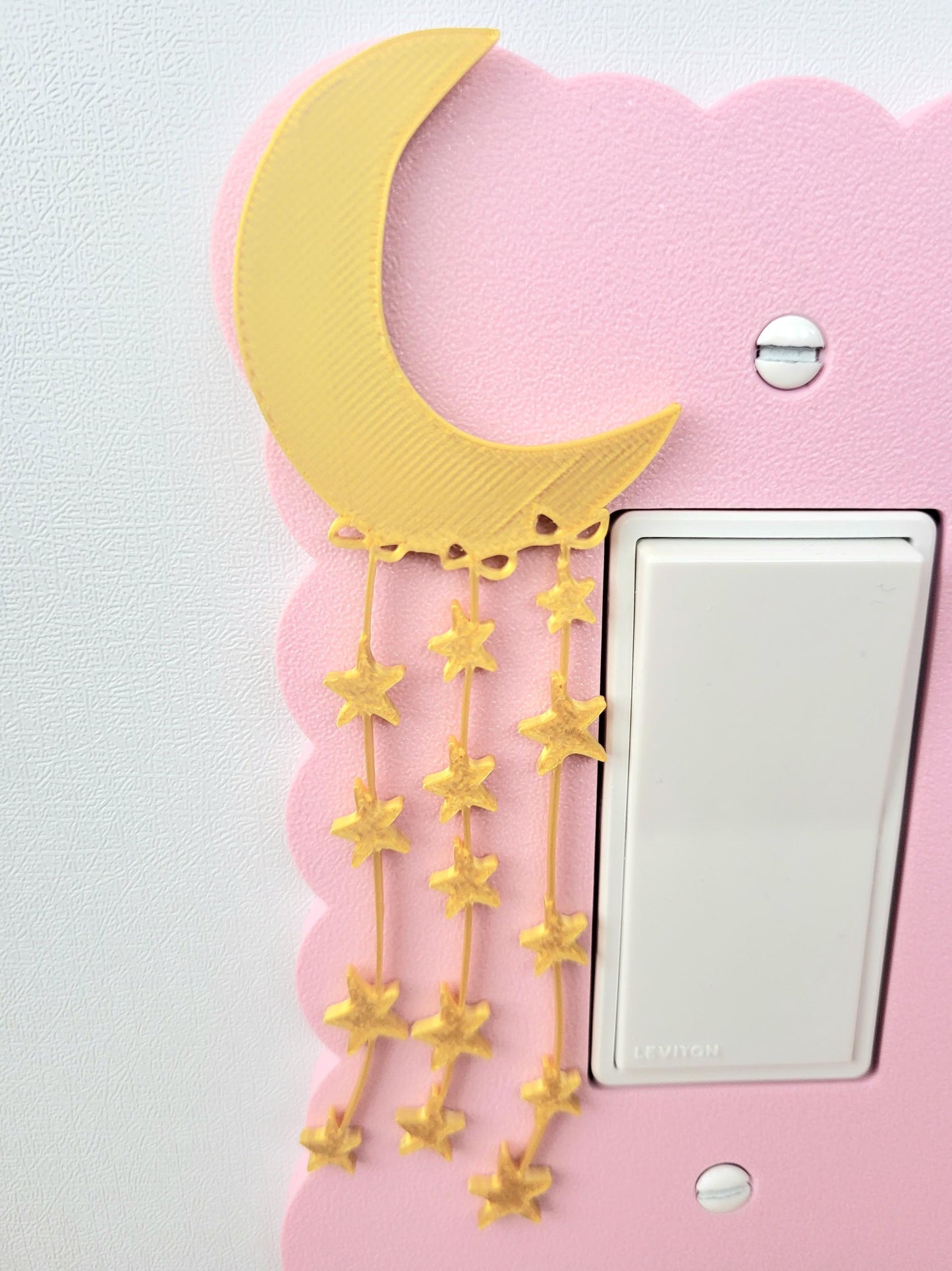 Moon and Stars Light Switch Cover, Cloudy Wall Plate For Nursery, Wavy Rocker Switch, Outlet, Unique Switch For Kids Room, Baby Shower Gift,