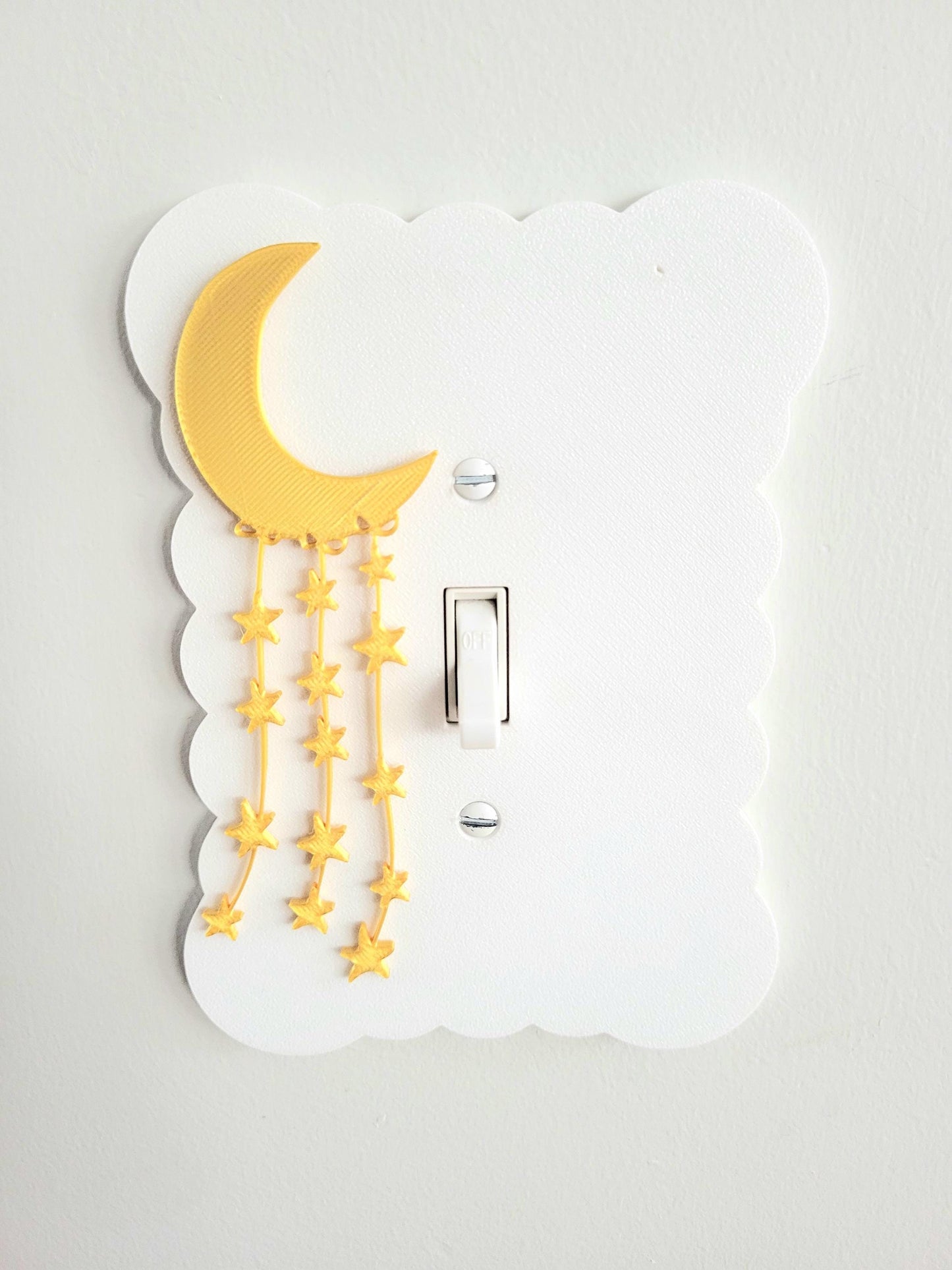 Moon and Stars Light Switch Cover, Cloudy Wall Plate For Nursery, Wavy Rocker Switch, Outlet, Unique Switch For Kids Room, Baby Shower Gift,