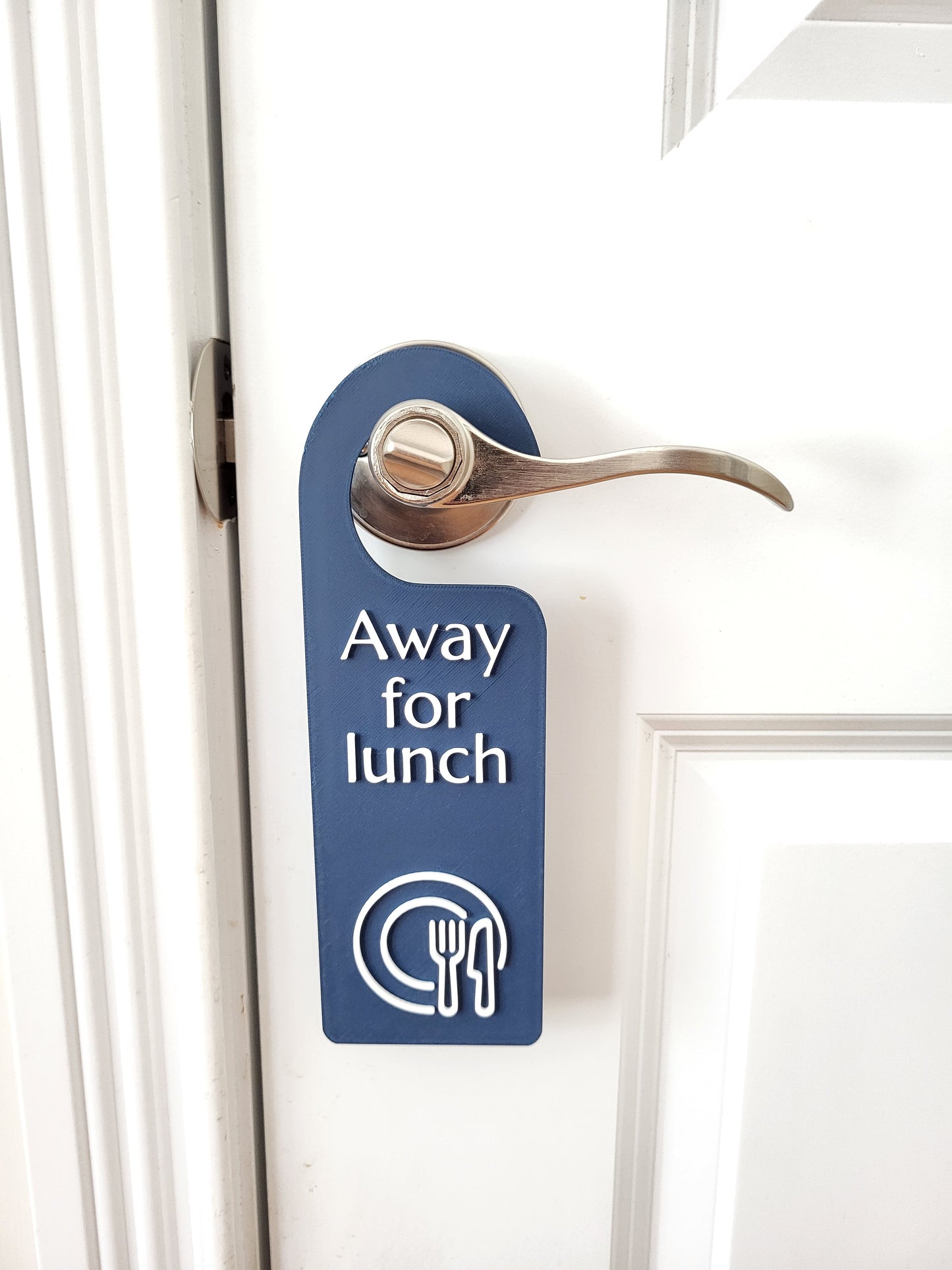 lunch break sign,
away for lunch,
office door sign,
door hanger sign,
do not disturb,
employee break sign,
workspace decor,
office decor,
business door sign,
breakroom sign,
workplace signage,
office privacy sign,
funny office sign,