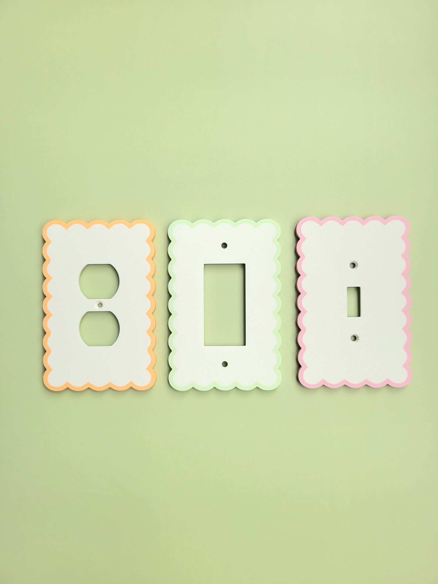 Two-Tone Pastel Scalloped Light Switch Cover