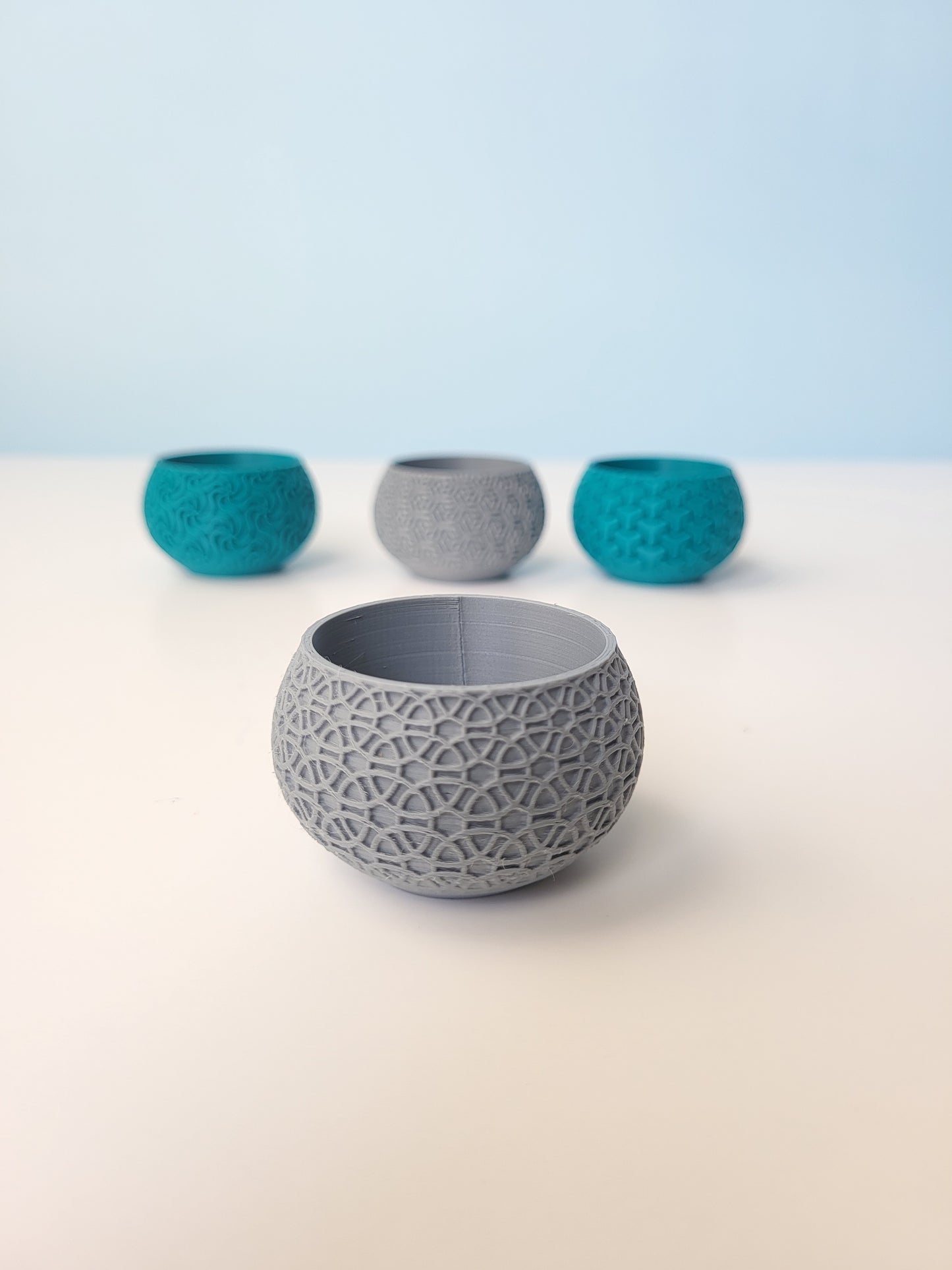 Set of 4 Round Patterned Votive LED Tea Light Candle Holder