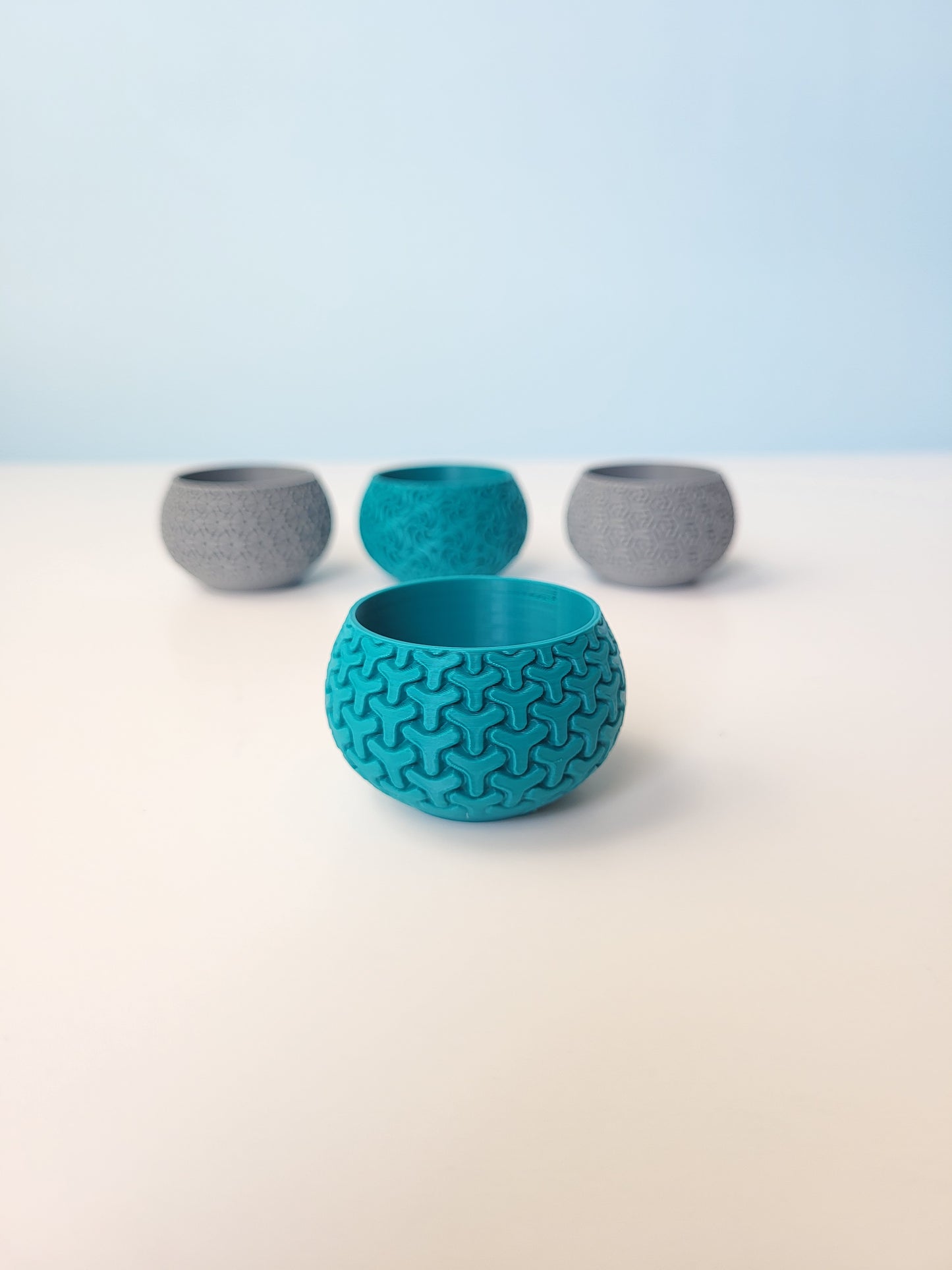 Set of 4 Round Patterned Votive LED Tea Light Candle Holder