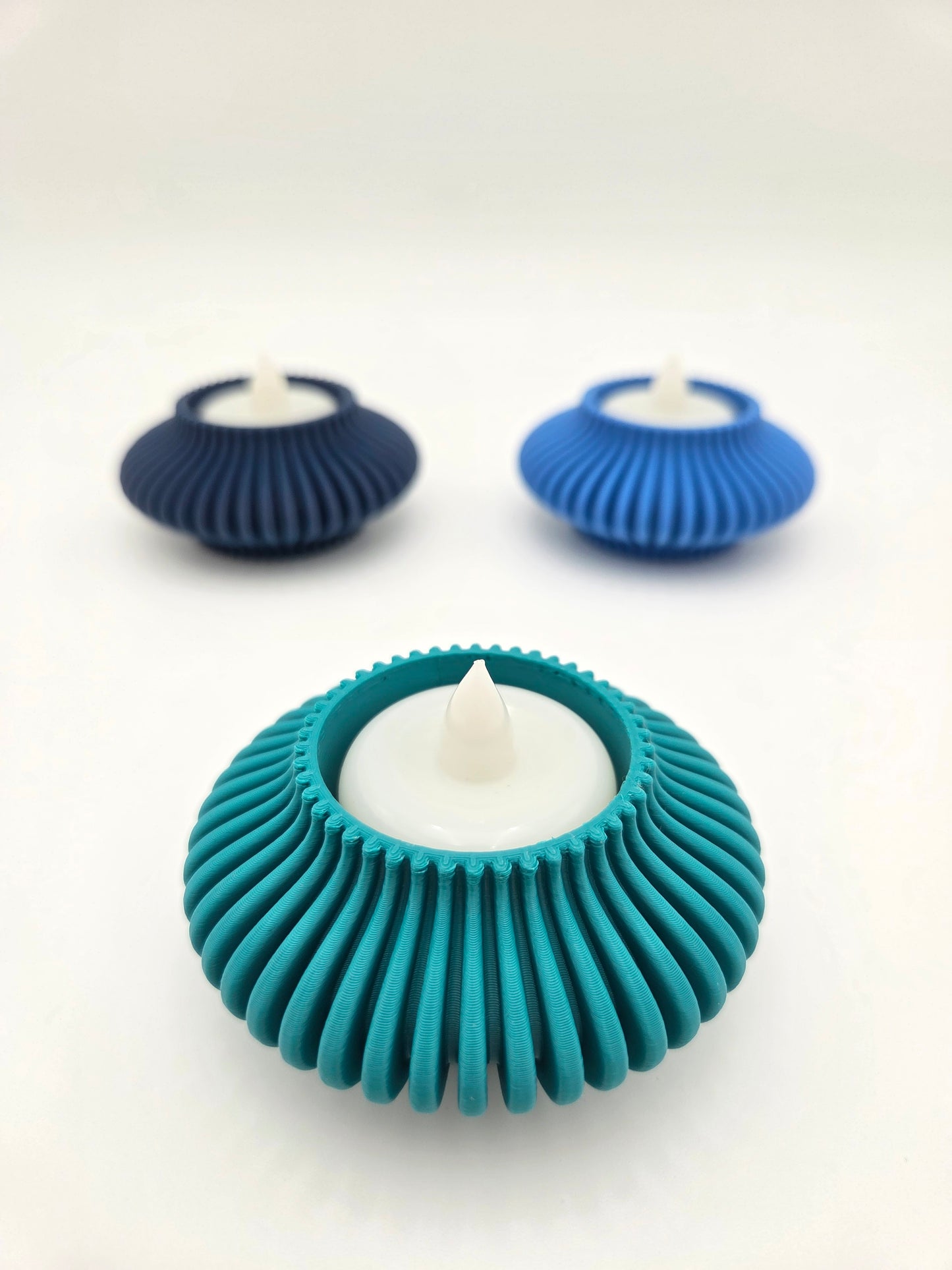 Set of 3 Modern Ribbed Tea Light Candle Holder