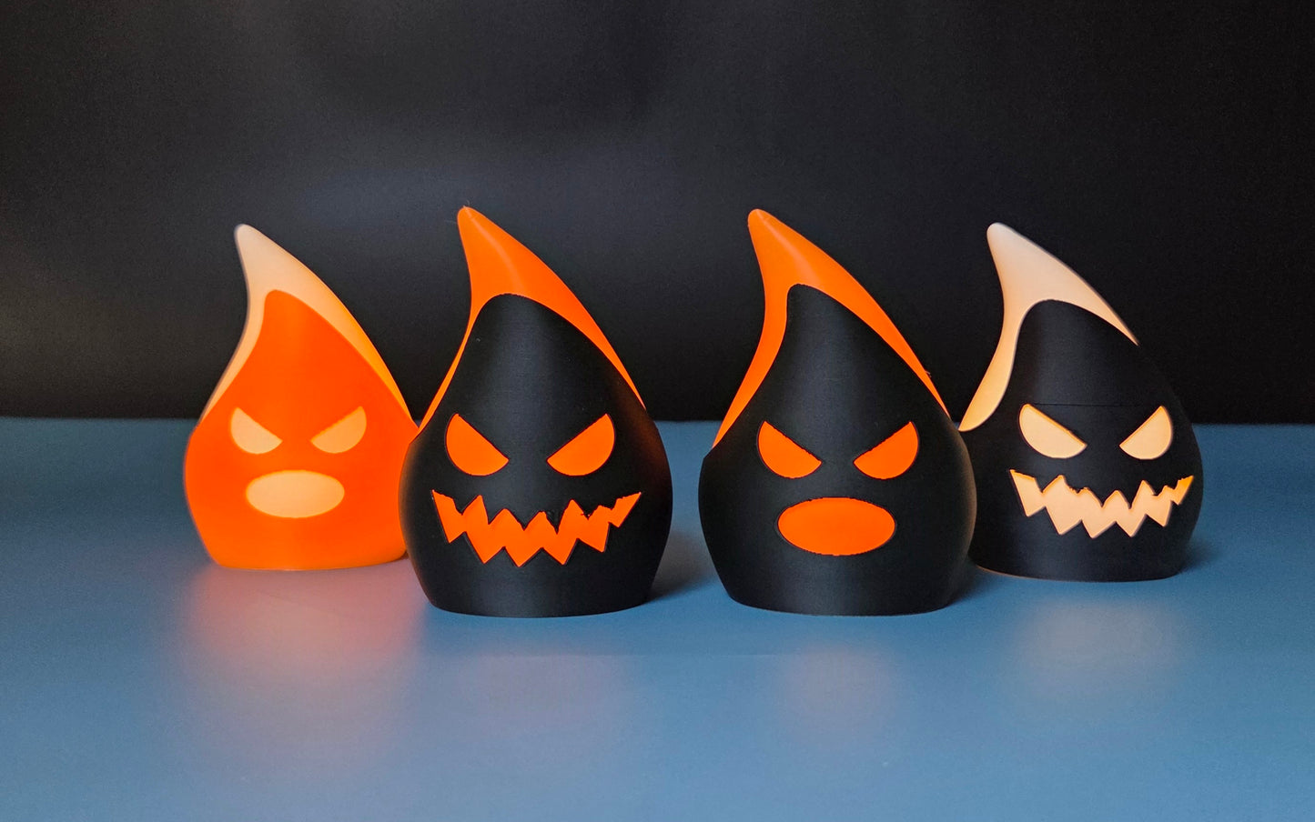 Set of 4 Halloween Devil Flame LED Tea Light Candle Holders