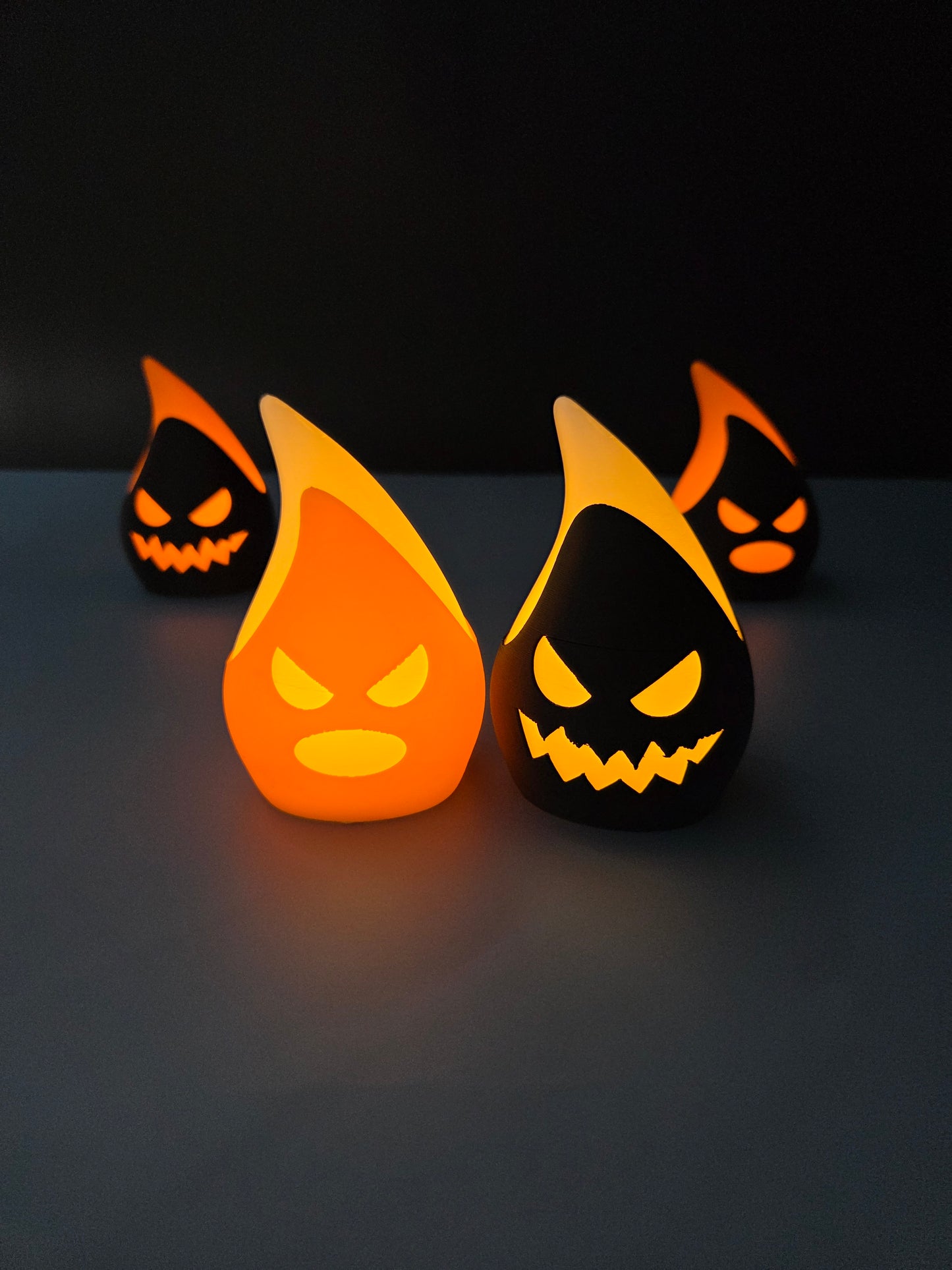 Set of 4 Halloween Devil Flame LED Tea Light Candle Holders