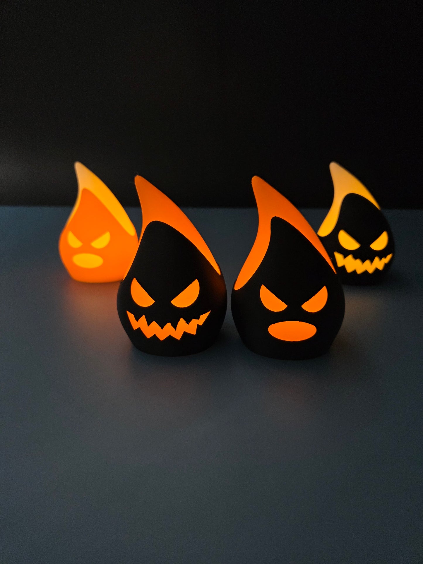 Set of 4 Halloween Devil Flame LED Tea Light Candle Holders
