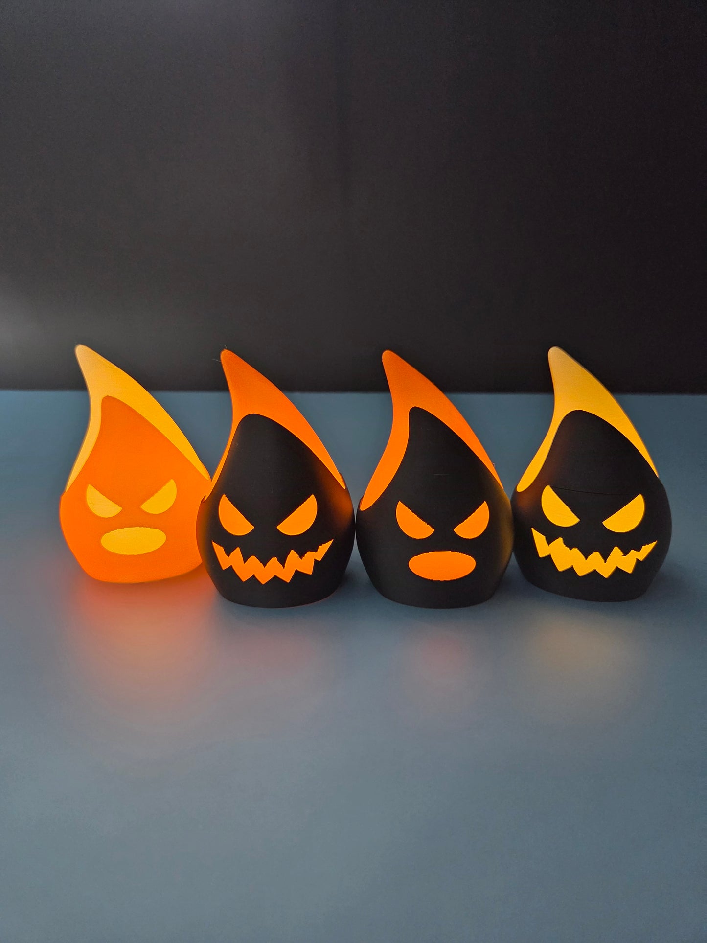 Set of 4 Halloween Devil Flame LED Tea Light Candle Holders