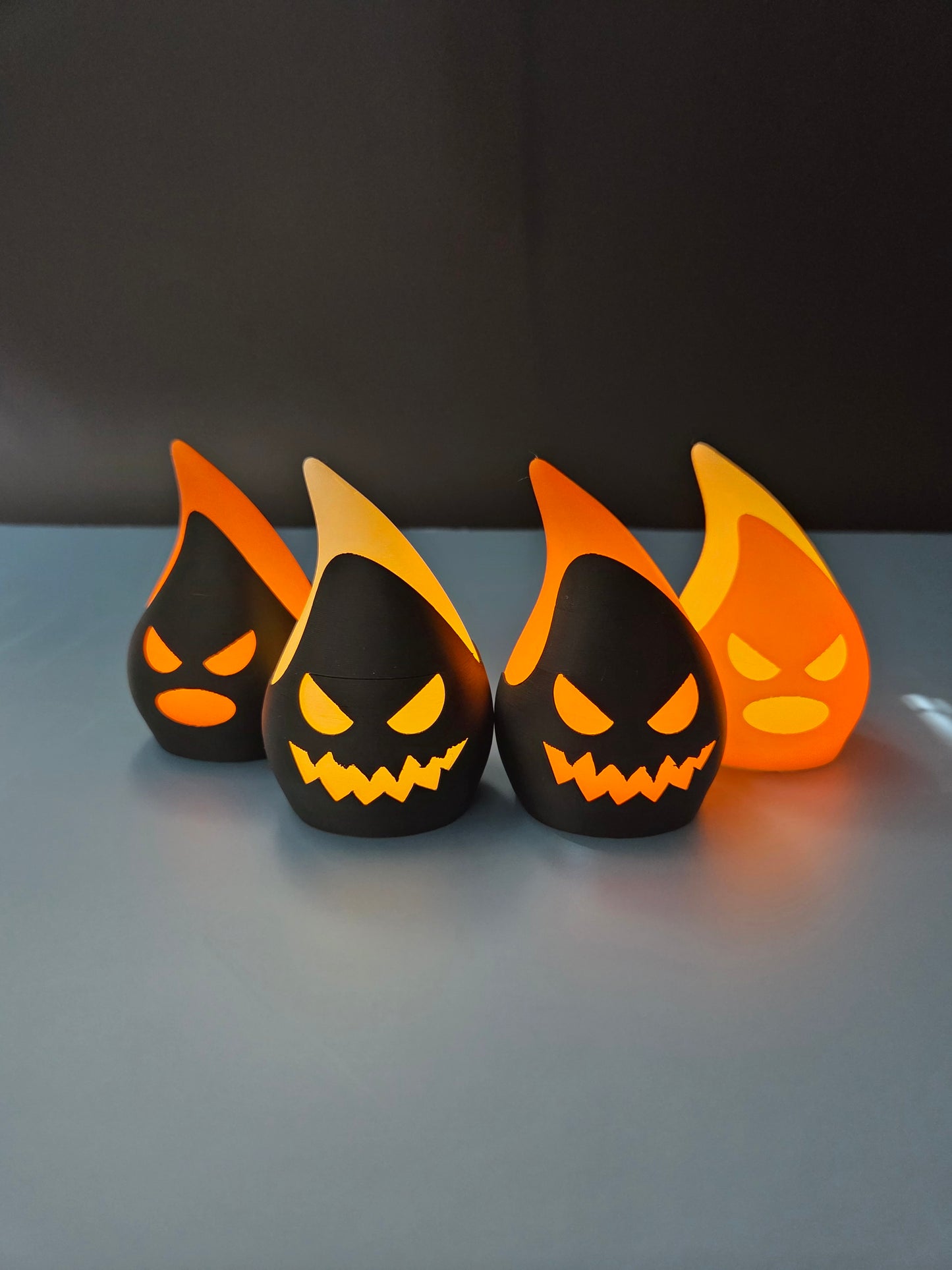 Set of 4 Halloween Devil Flame LED Tea Light Candle Holders
