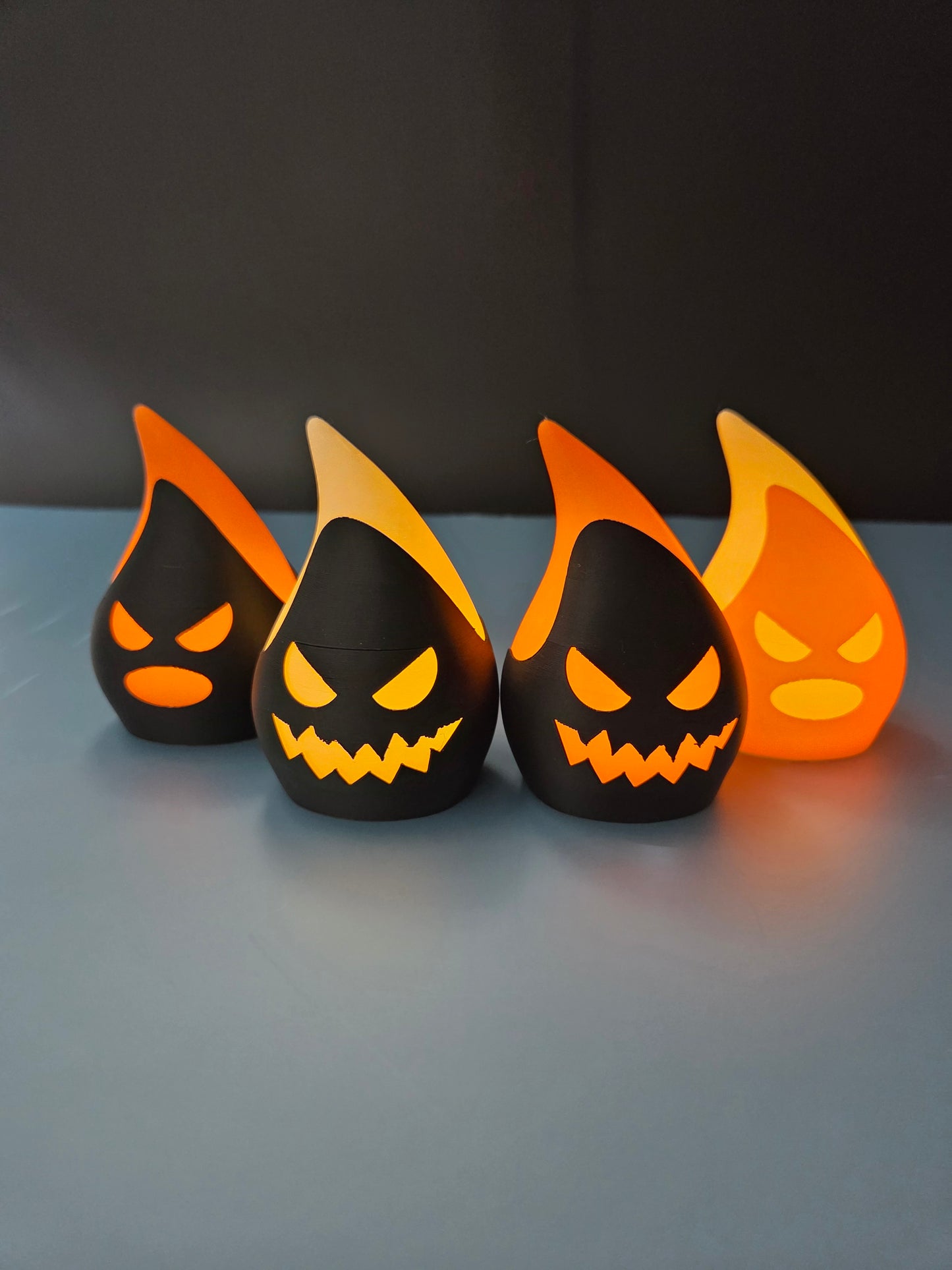 Set of 4 Halloween Devil Flame LED Tea Light Candle Holders
