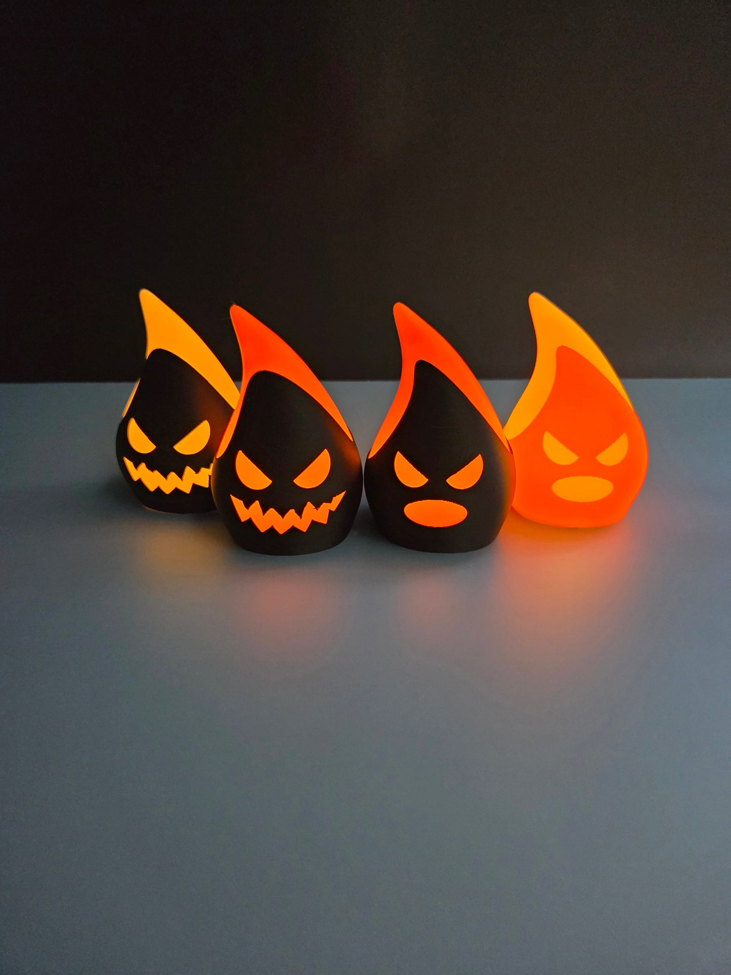 Set of 4 Halloween Devil Flame LED Tea Light Candle Holders