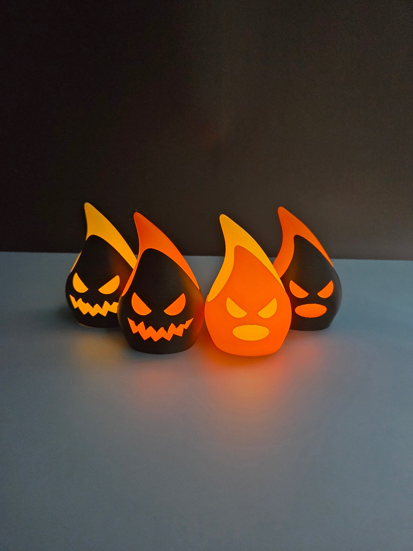 Set of 4 Halloween Devil Flame LED Tea Light Candle Holders