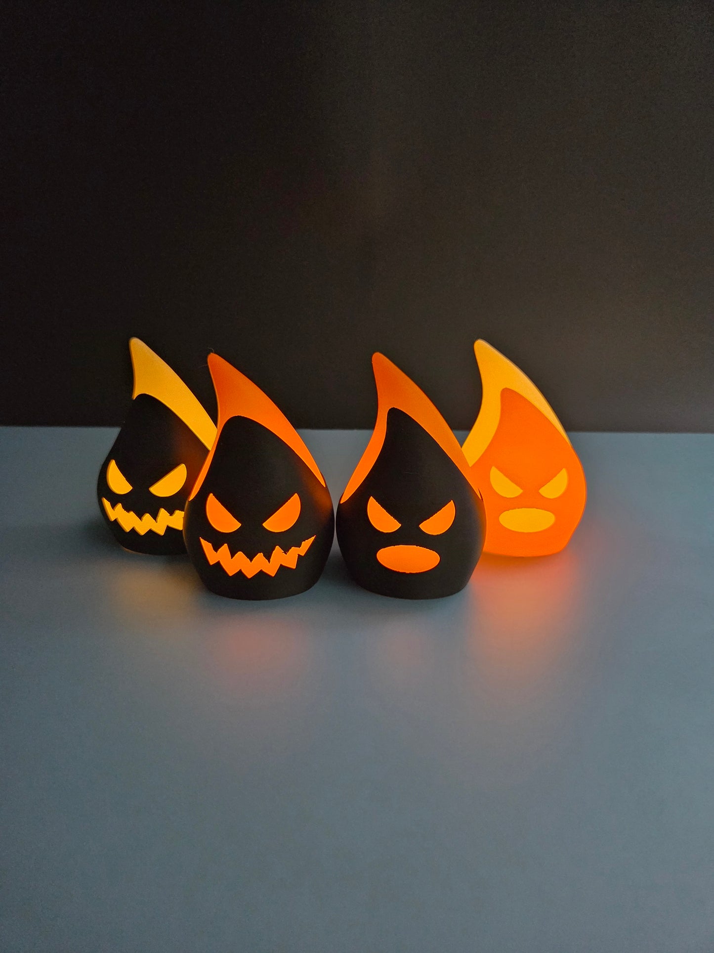 Set of 4 Halloween Devil Flame LED Tea Light Candle Holders