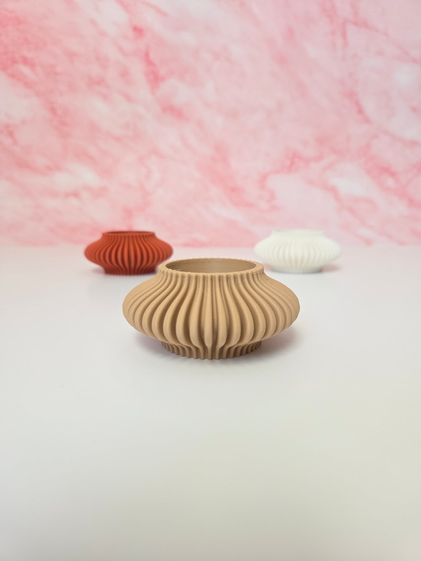 Set of 3 Modern Ribbed Tea Light Candle Holder
