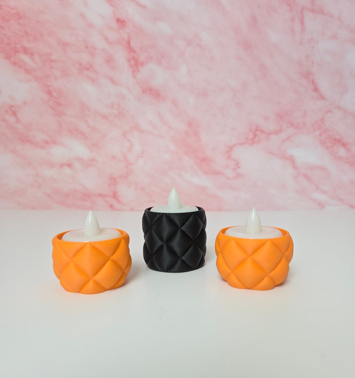 Set of 3 Quilted Pillow Style LED Tea Light Holders
