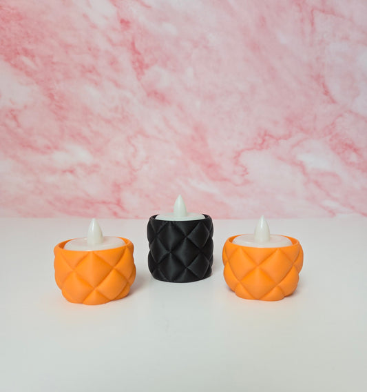 Set of 3 Quilted Pillow Style LED Tea Light Holders