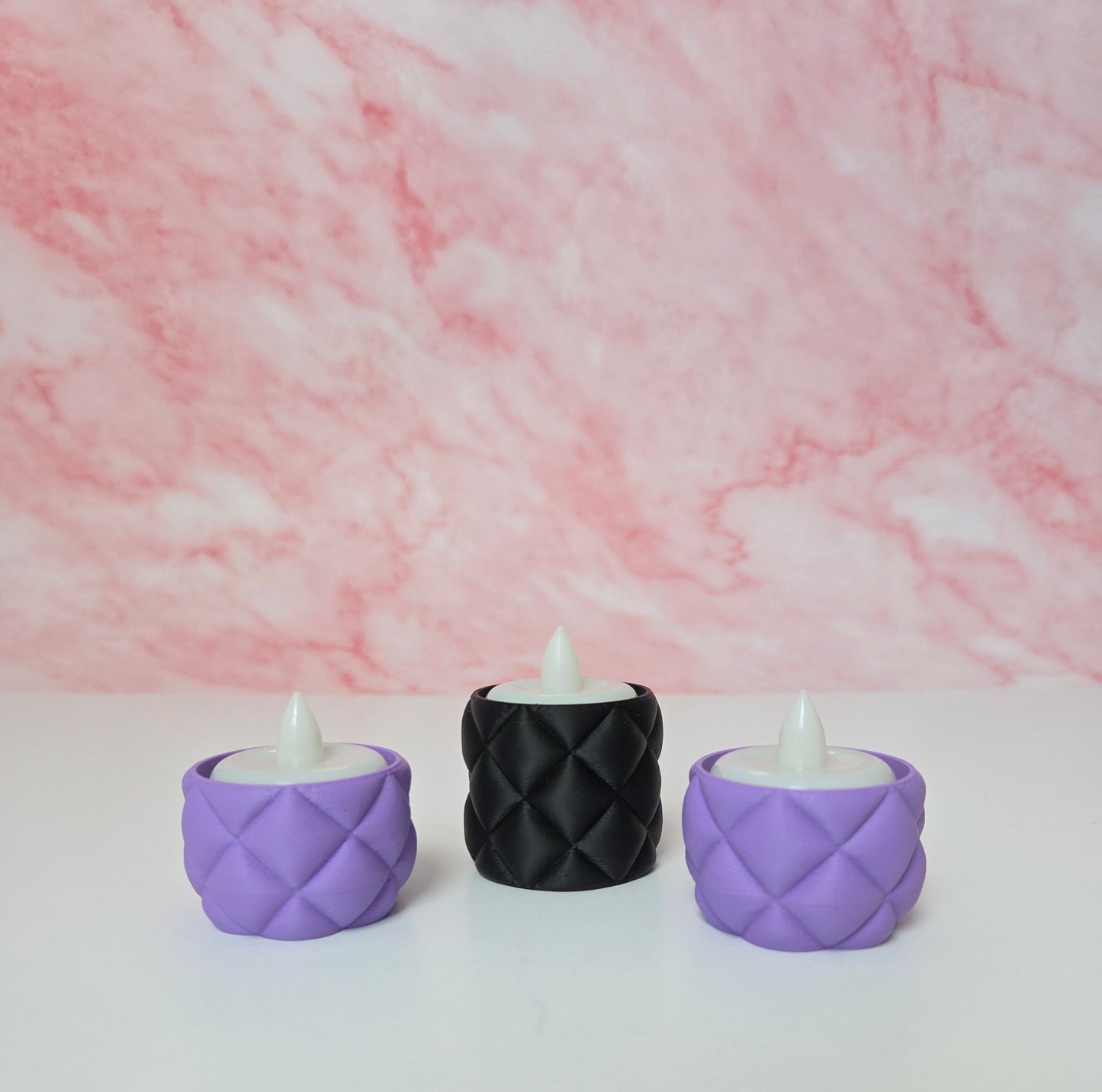 Set of 3 Quilted Pillow Style LED Tea Light Holders