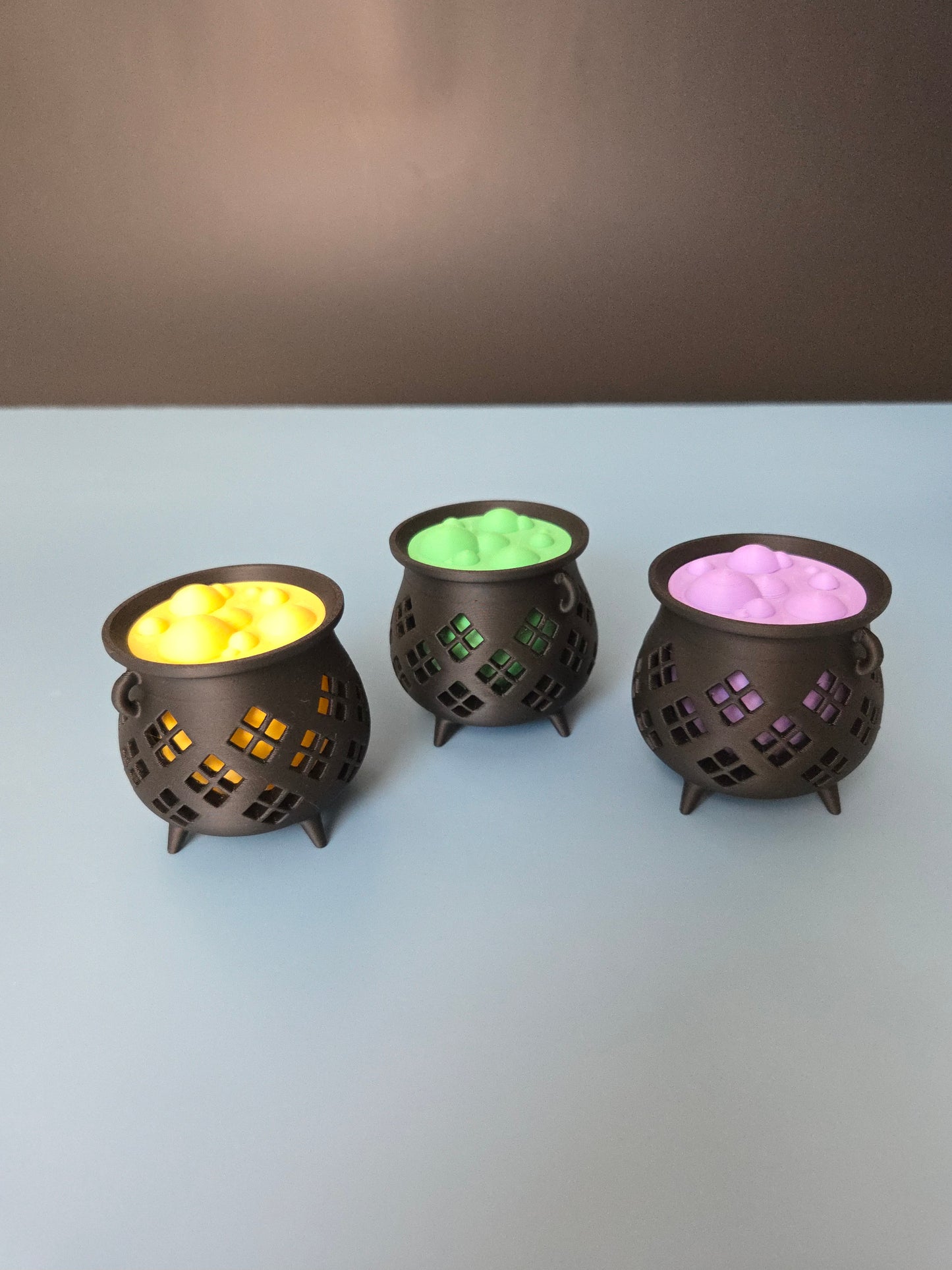 Set of 3 Halloween Cauldron LED Tea Light Holders
