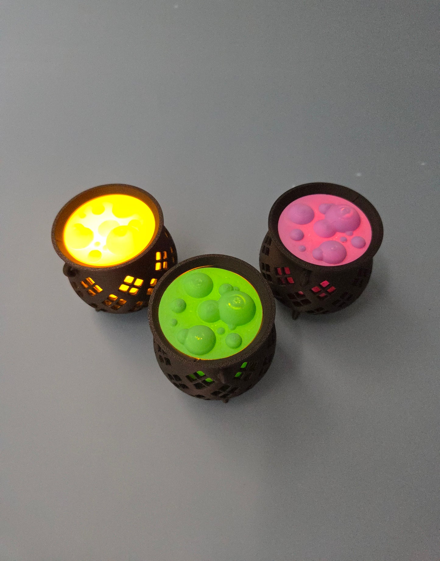 Set of 3 Halloween Cauldron LED Tea Light Holders