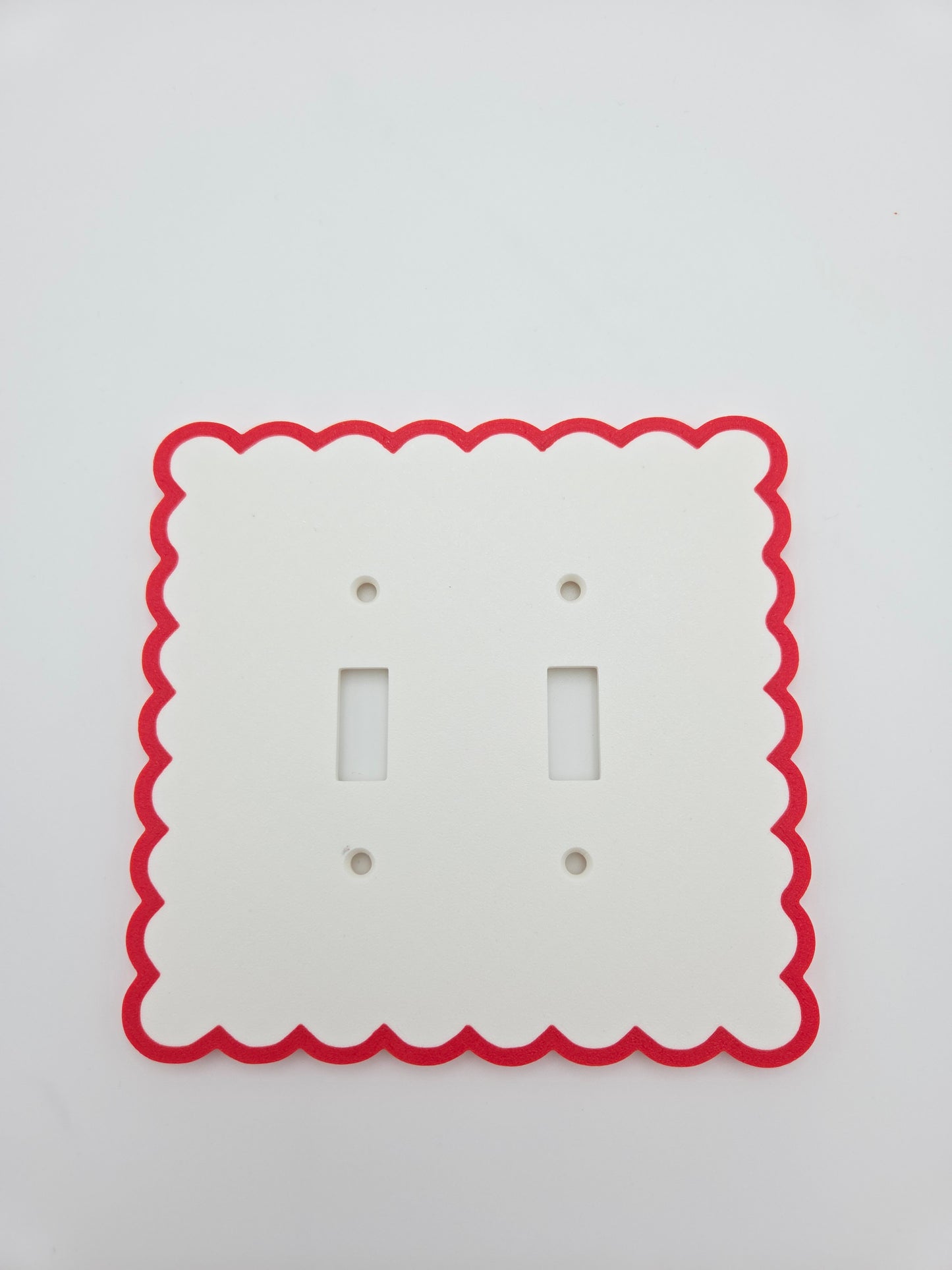 OUTLET: Double toggle two toned scalloped light switch cover (RED)