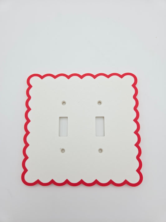OUTLET: Double toggle two toned scalloped light switch cover (RED)