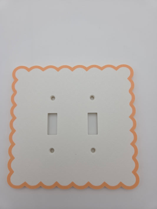 OUTLET: Double toggle two toned scalloped light switch cover (ORANGE)