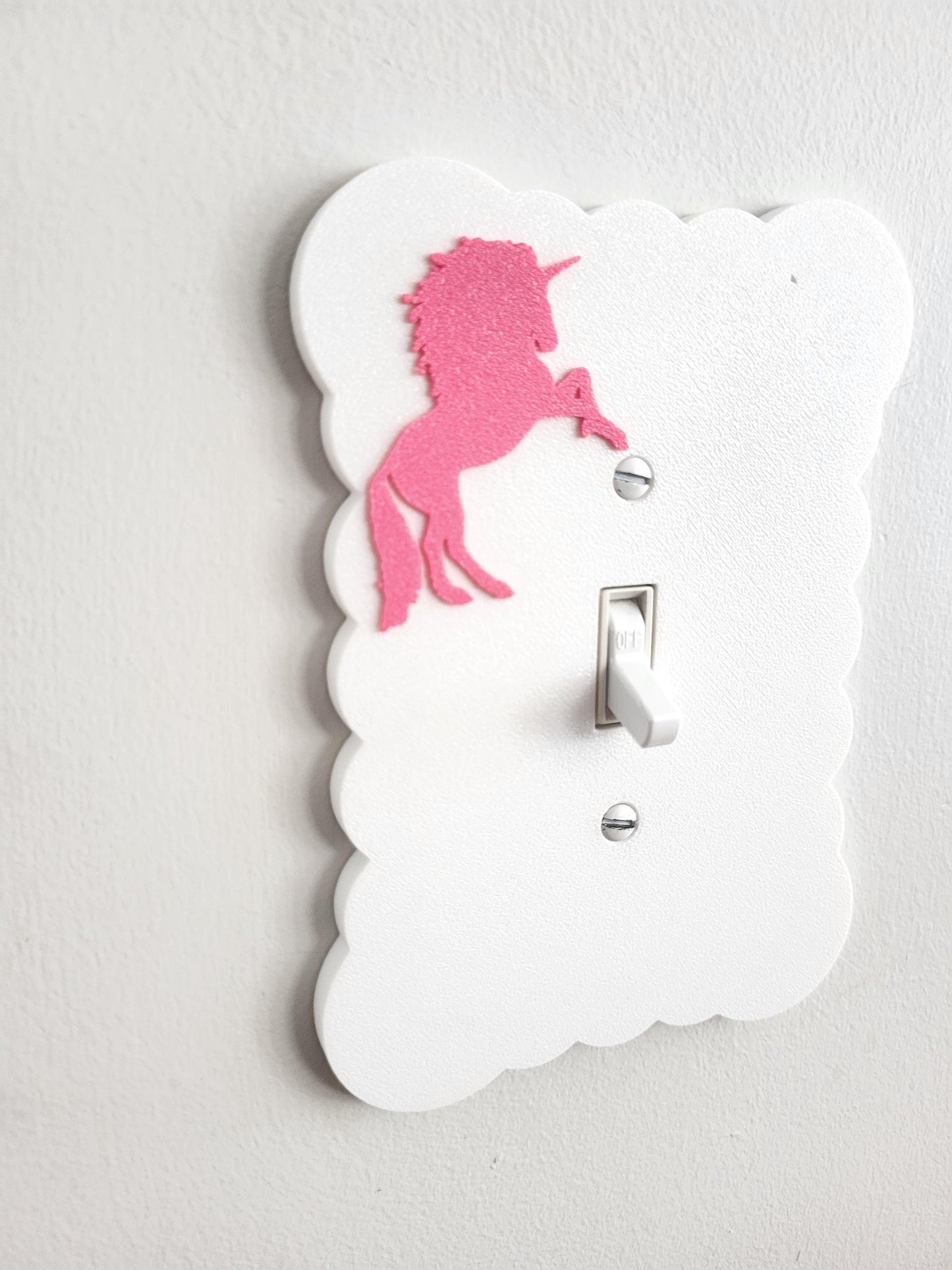 Light Switch Cover with Pink Unicorn, Scalloped Wall Plate, Unique Switch, For Kids Room, Home Decor, Baby Shower Gift,