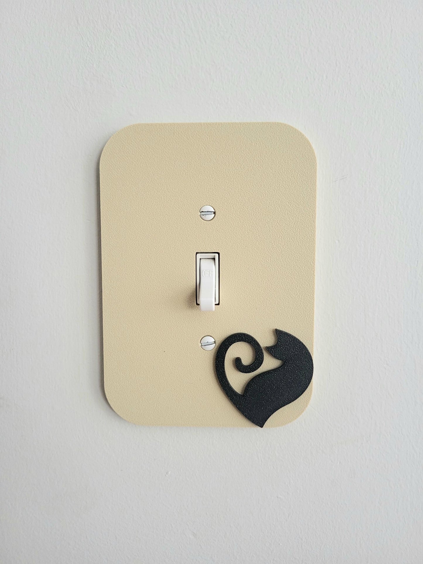 Light Switch Cover With Heart- Shaped Cat Accent, Wall Plate Cover, Mid Century Modern, Unique Switch Plate Design, Home Decor, Kitten Light Switch