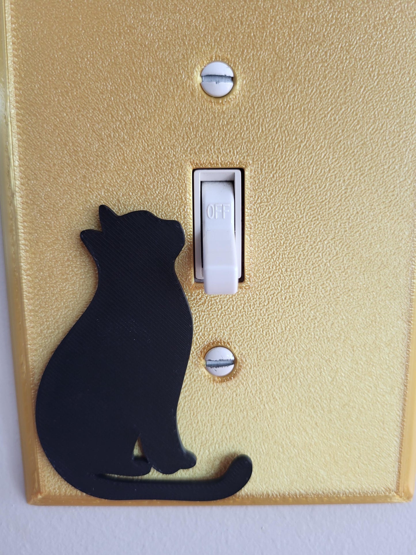 Golden Light Switch Cover With Cat Accent, Wall Plate Cover, Mid Century Modern, Unique Switch Plate Design, For Living Room, Home Decor