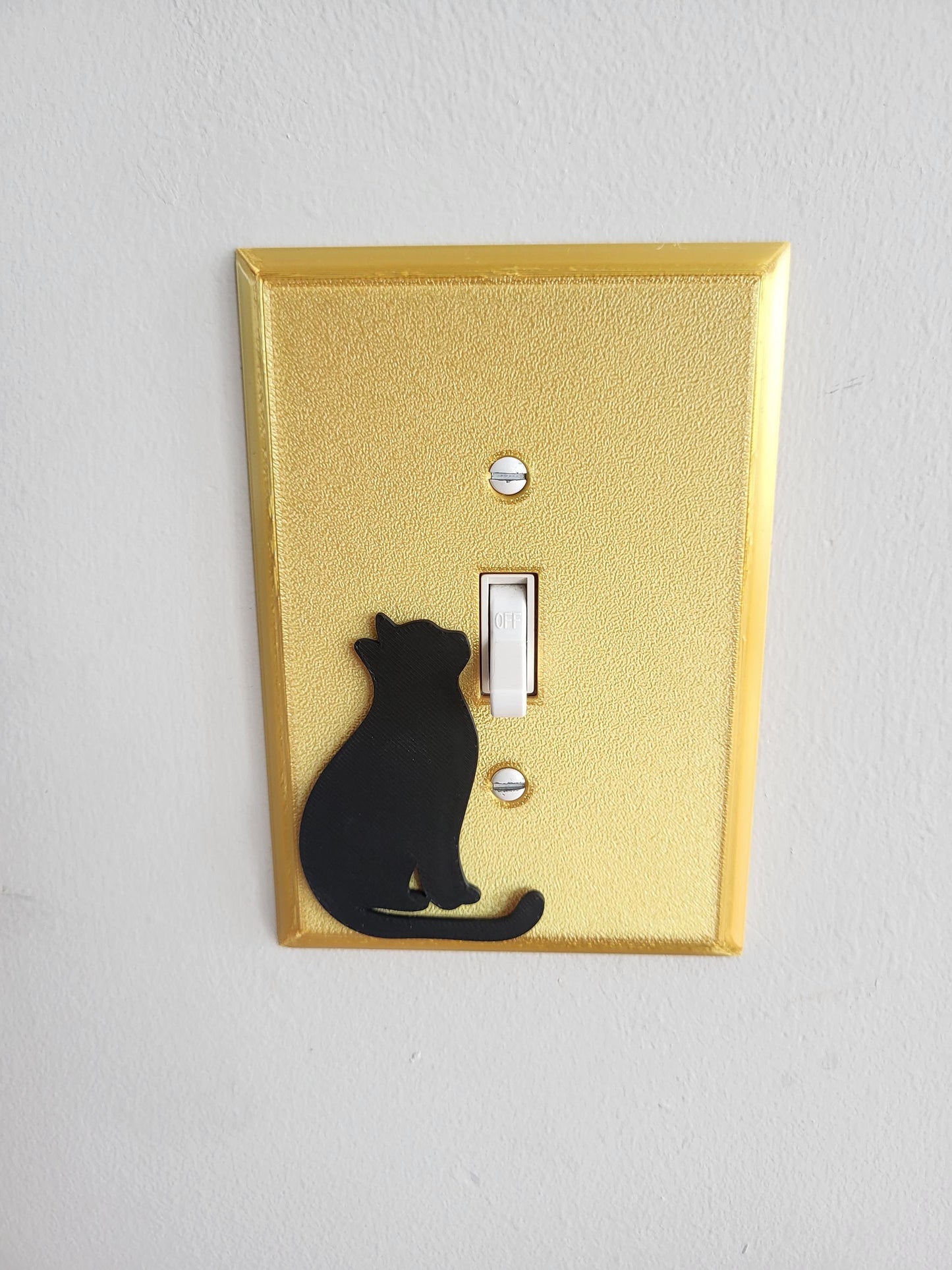 Golden Light Switch Cover With Cat Accent, Wall Plate Cover, Mid Century Modern, Unique Switch Plate Design, For Living Room, Home Decor