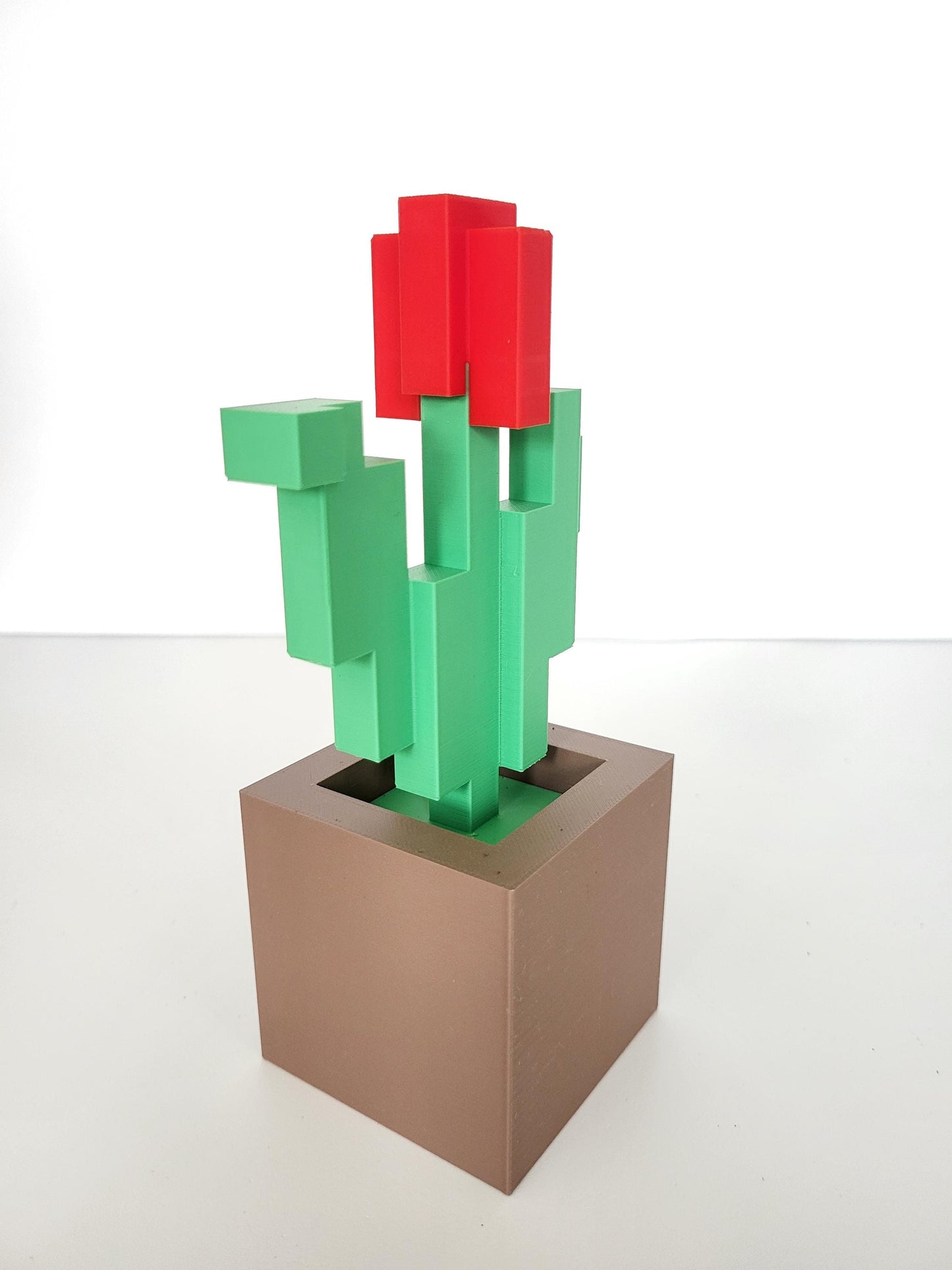 Gaming Inspired Pixelated Tulip with Pot, Gaming Style Flower, Desk Accessory, Room Decor, Gift for Gamers, 3d printed, Multiple Colors