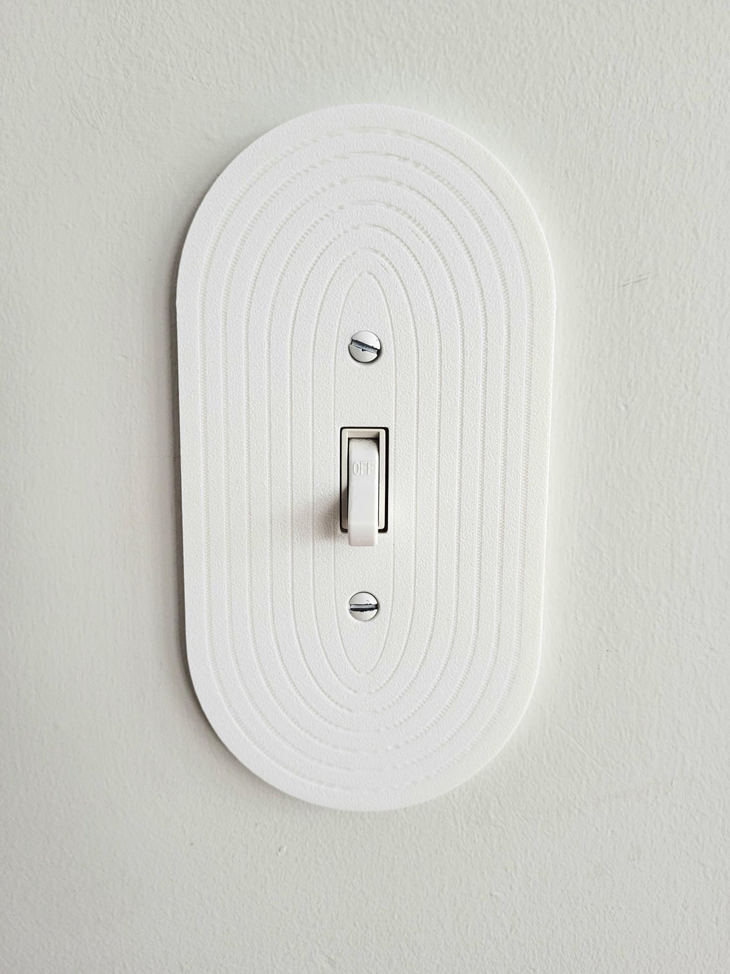 Oval Light Switch Cover With Delicate Stripes, Wall Plate Cover, Mid Century Modern, Unique Switch Plate Design, Decorative Wall Plate,