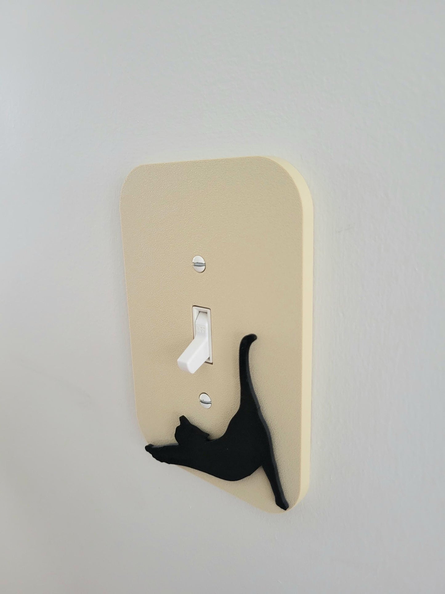 Light Switch Cover With Streching Cat Accent, Wall Plate Cover, Mid Century Modern, Unique Switch Plate Design, Home Decor, Kitten Light Switch