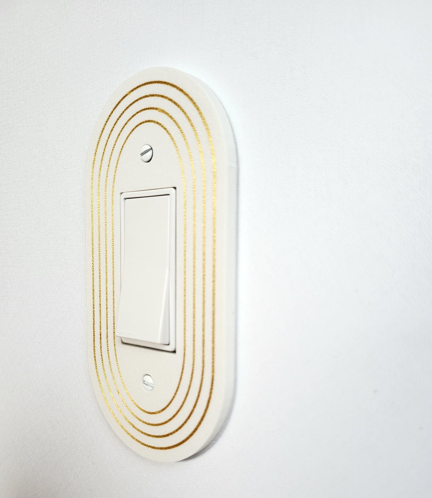 Oval Light Switch Cover With Delicate Color Stripes, Customizable Colors, Wall Plate Cover, Mid Century Modern, Unique Switch Plate Design,