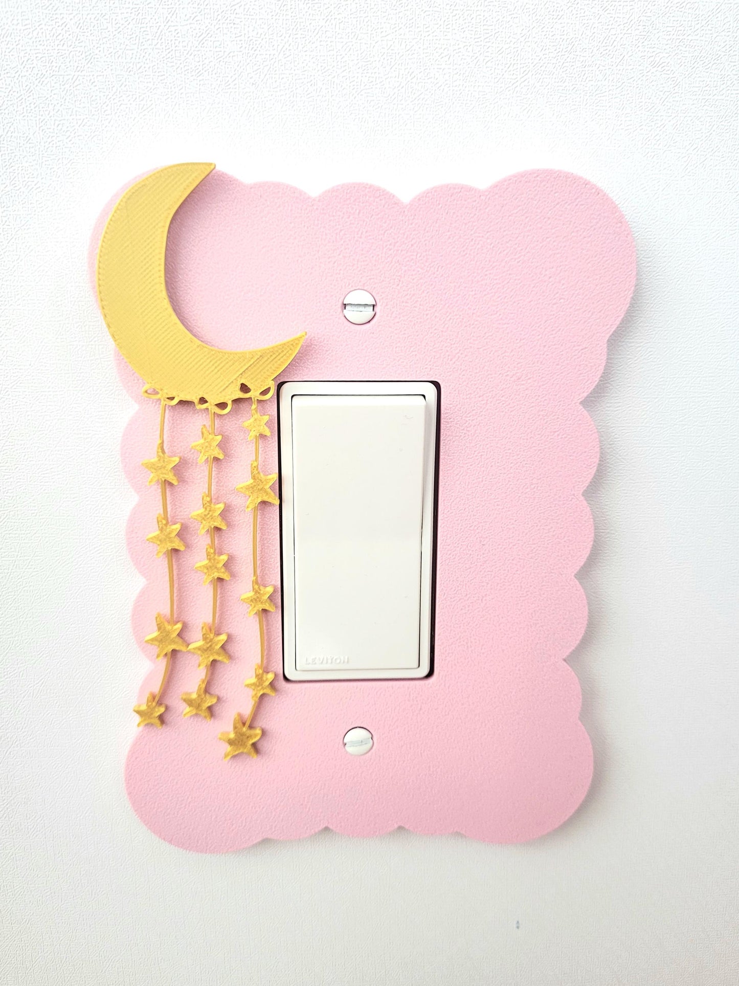 Moon and Stars Light Switch Cover, Cloudy Wall Plate For Nursery, Wavy Rocker Switch, Outlet, Unique Switch For Kids Room, Baby Shower Gift,