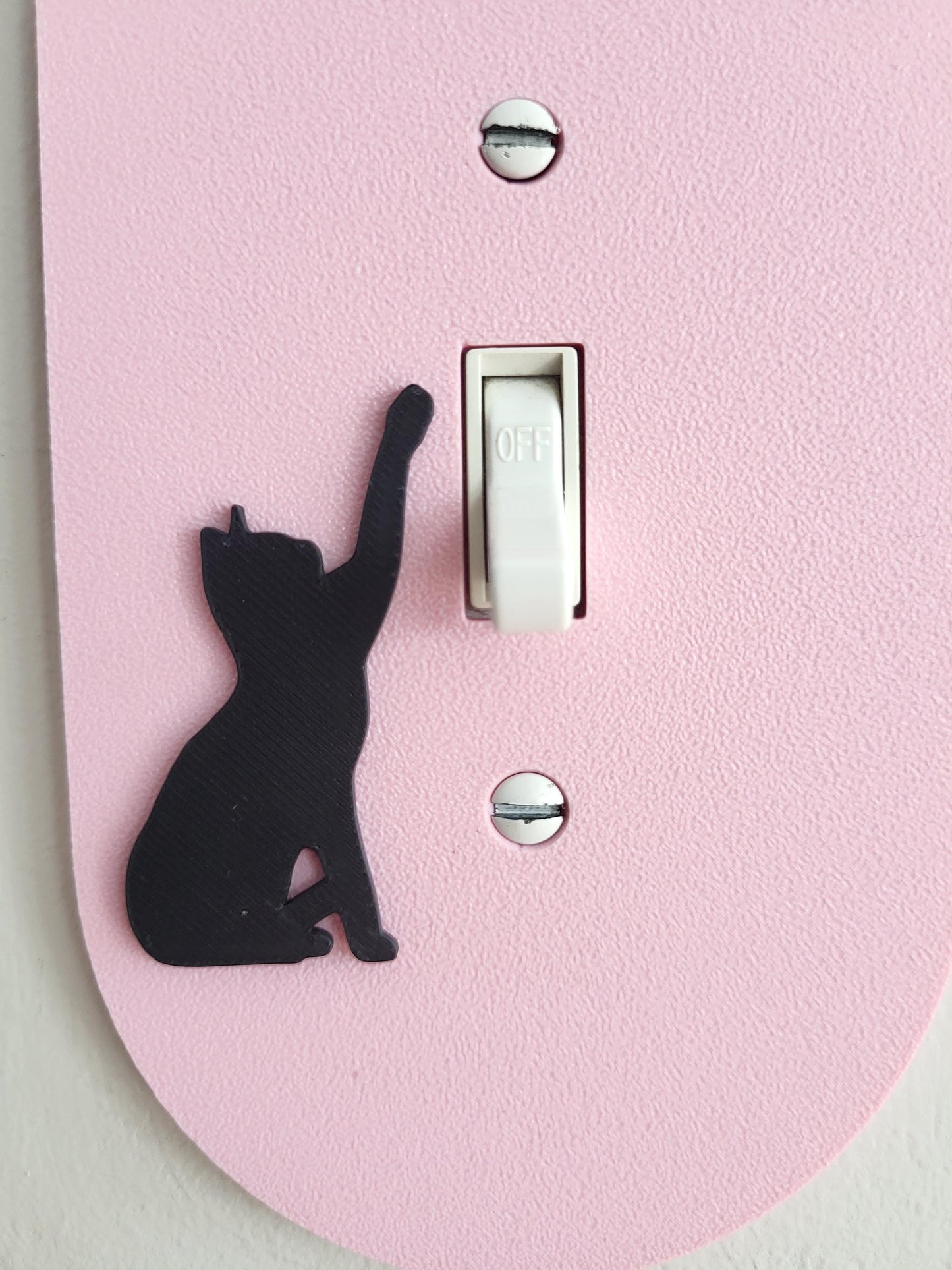 Oval Light Switch Cover With Cat Switching Off The Light , Wall Plate Cover, Mid Century Modern, Unique Switch Plate Design, Home Decor, Kitten Light Switch