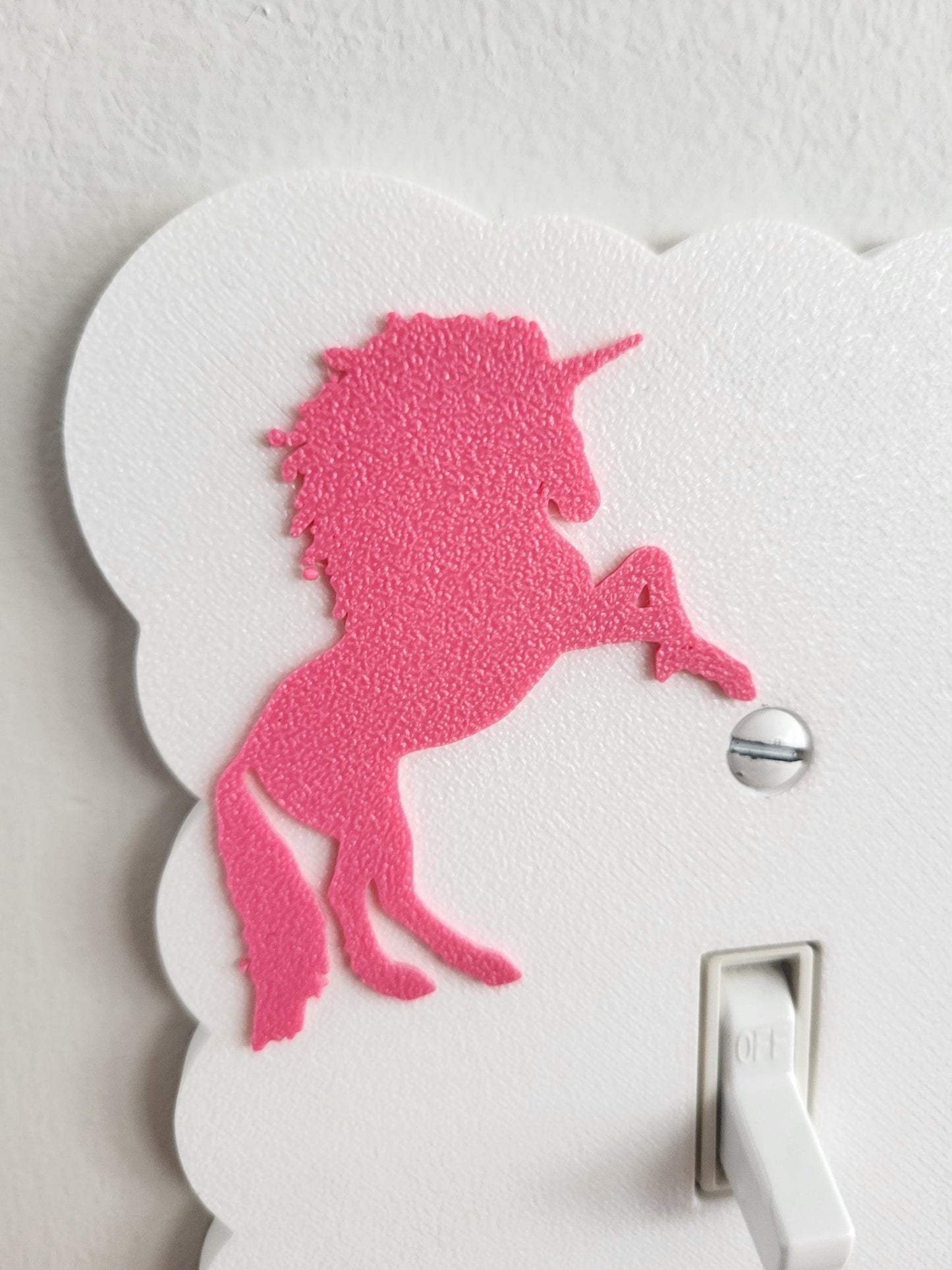 Light Switch Cover with Pink Unicorn, Scalloped Wall Plate, Unique Switch, For Kids Room, Home Decor, Baby Shower Gift,