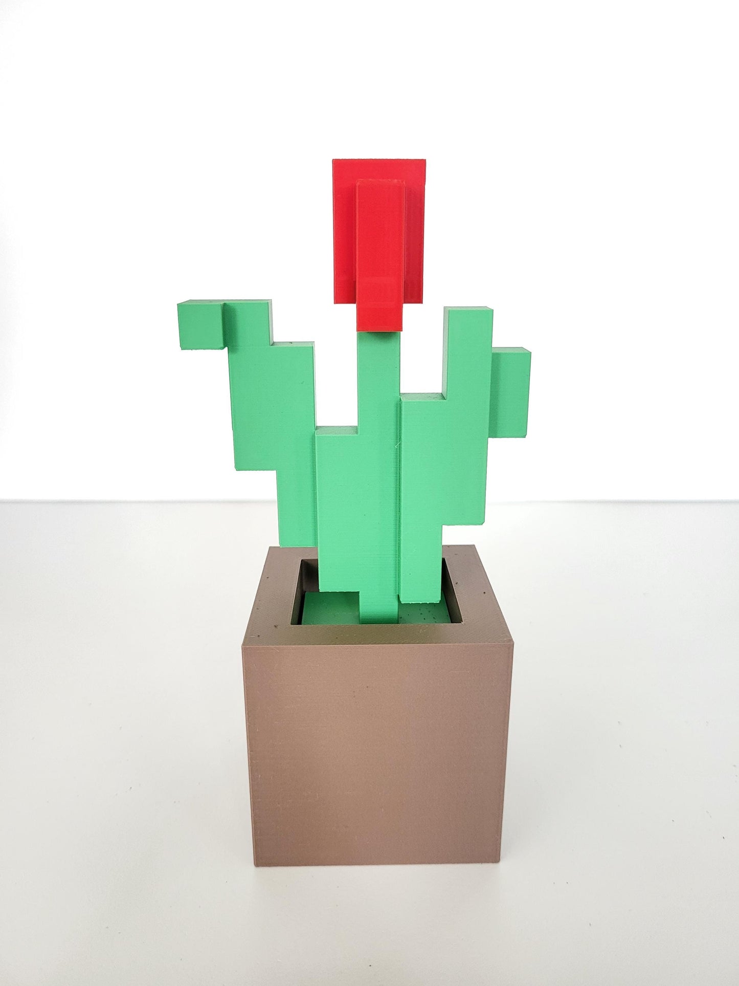 Gaming Inspired Pixelated Tulip with Pot, Gaming Style Flower, Desk Accessory, Room Decor, Gift for Gamers, 3d printed, Multiple Colors