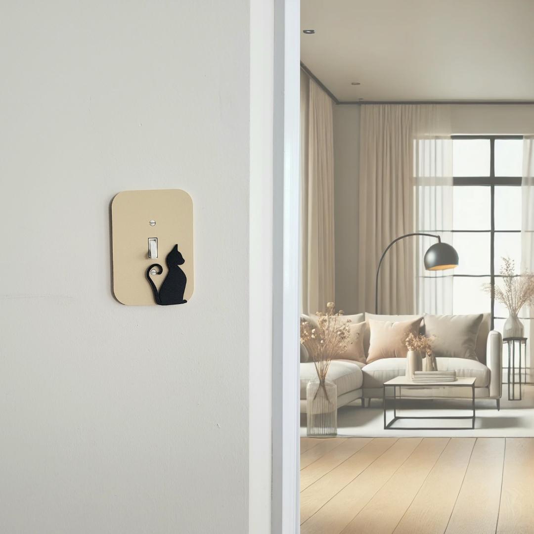Light Switch Cover With Sitting A Cat Looking Right, Wall Plate Cover, Mid Century Modern, Unique Switch Plate Design, Home Decor, Kitten Light Switch, Outlet Cover
