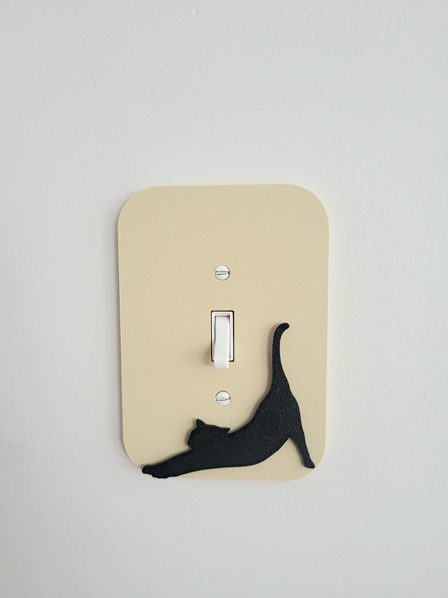 Light Switch Cover With Streching Cat Accent, Wall Plate Cover, Mid Century Modern, Unique Switch Plate Design, Home Decor, Kitten Light Switch