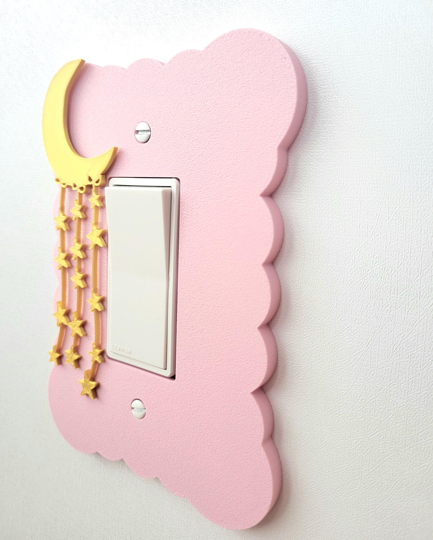 Moon and Stars Light Switch Cover, Cloudy Wall Plate For Nursery, Wavy Rocker Switch, Outlet, Unique Switch For Kids Room, Baby Shower Gift,