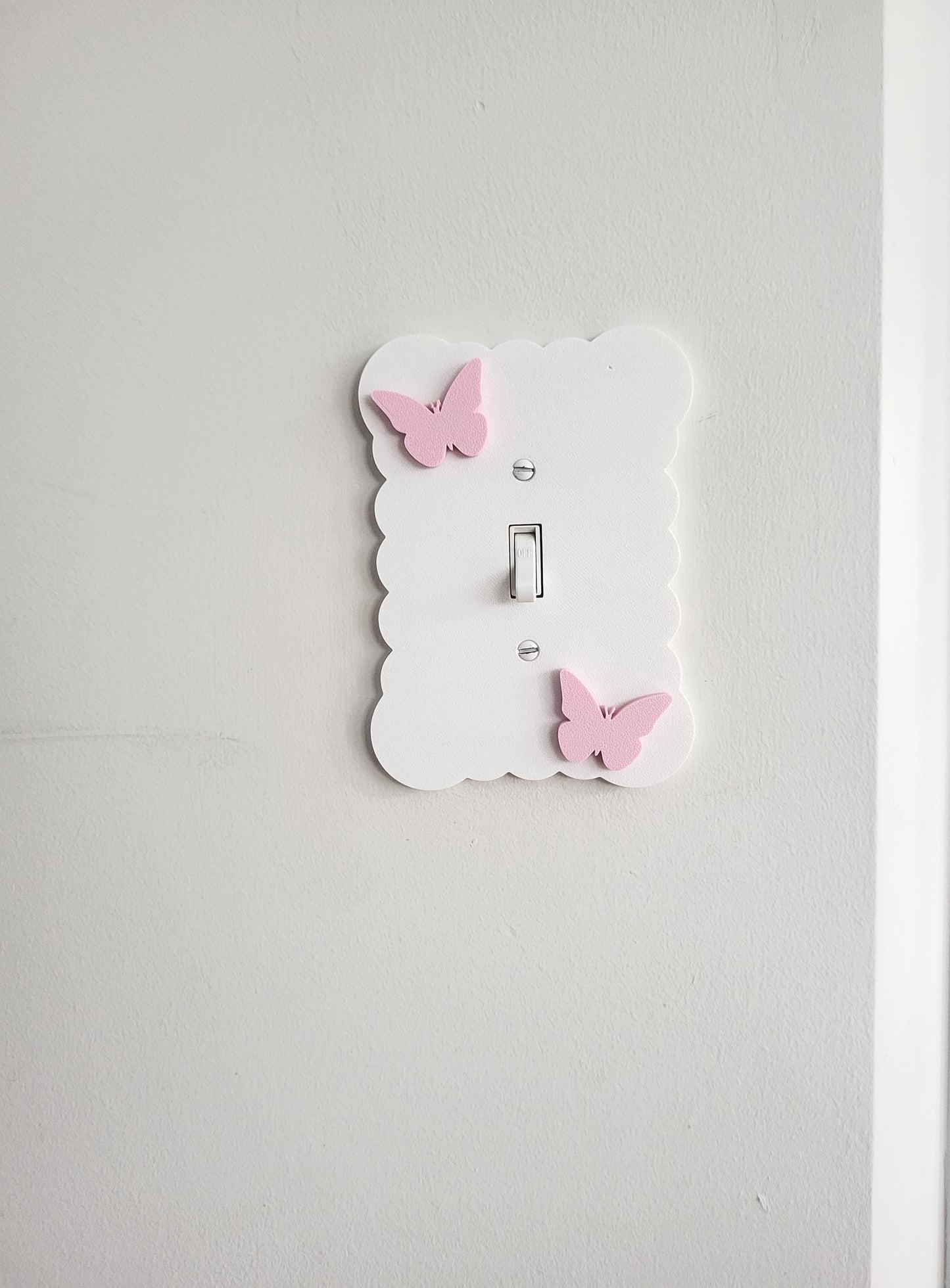 Cloudy Light Switch Cover With Butterflies, Scalloped Wall Plate, Unique Switch, For Kids Room, Wavy Switch Cover, Cloud Rocker Switch, Baby Shower Gift