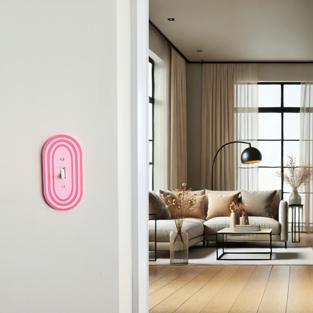 Oval Light Switch Cover With Stripes, Wall Plate Cover, Mid Century Modern, Unique Switch Plate Design, Decorative Wall Plate, Home Decor